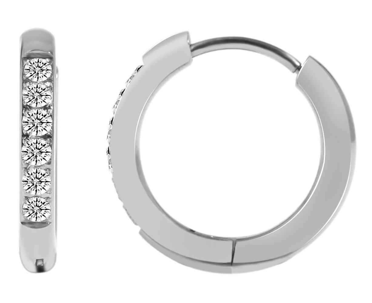 Adelia´s Klappcreolen »Damen Ohrringe – Klappcreole aus Edelstahl mit Strass Steinchen« Zum Verschenken – ideal zum Muttertag