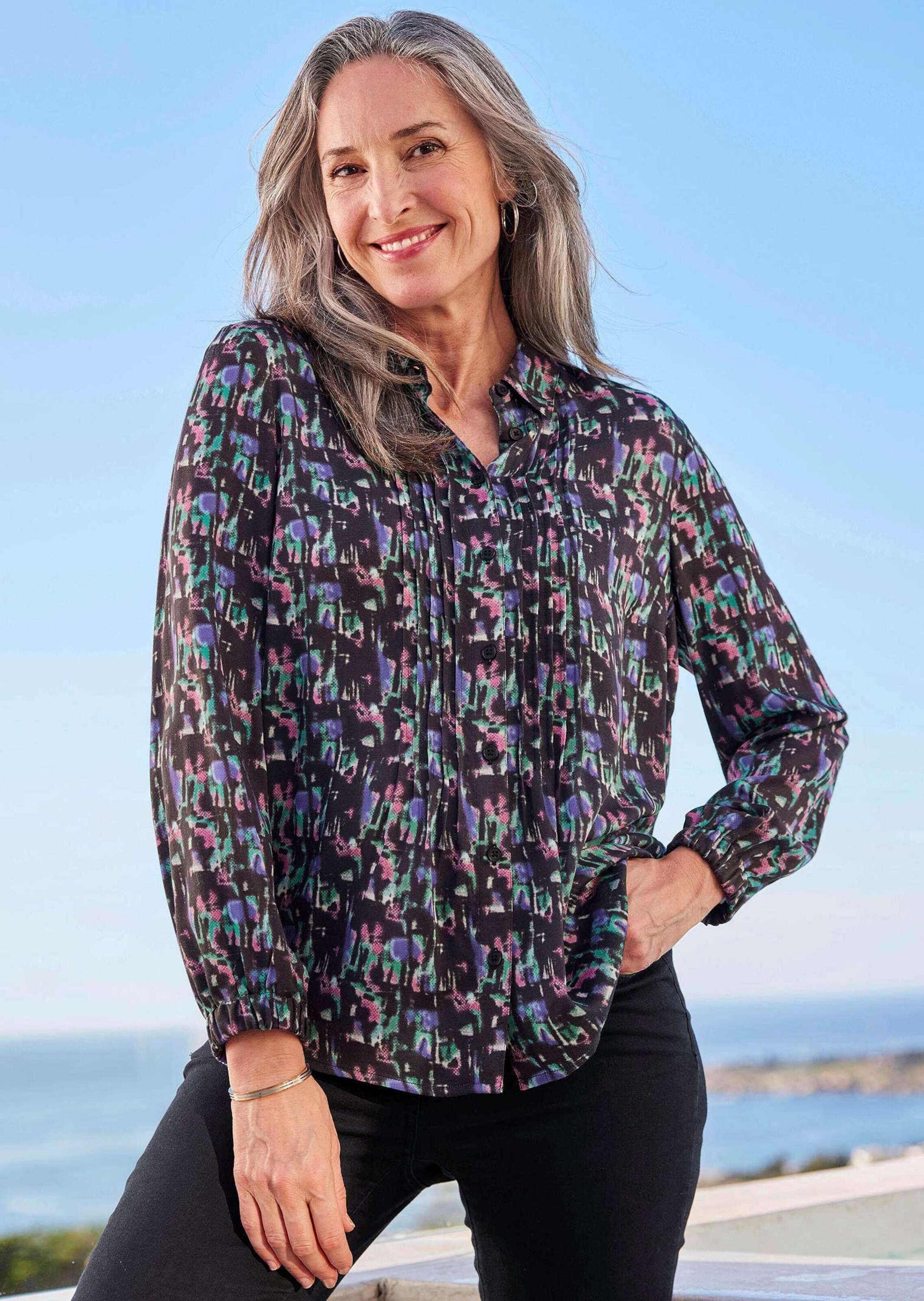 GOLDNER Hemdbluse »Kurzgröße Druckbluse«