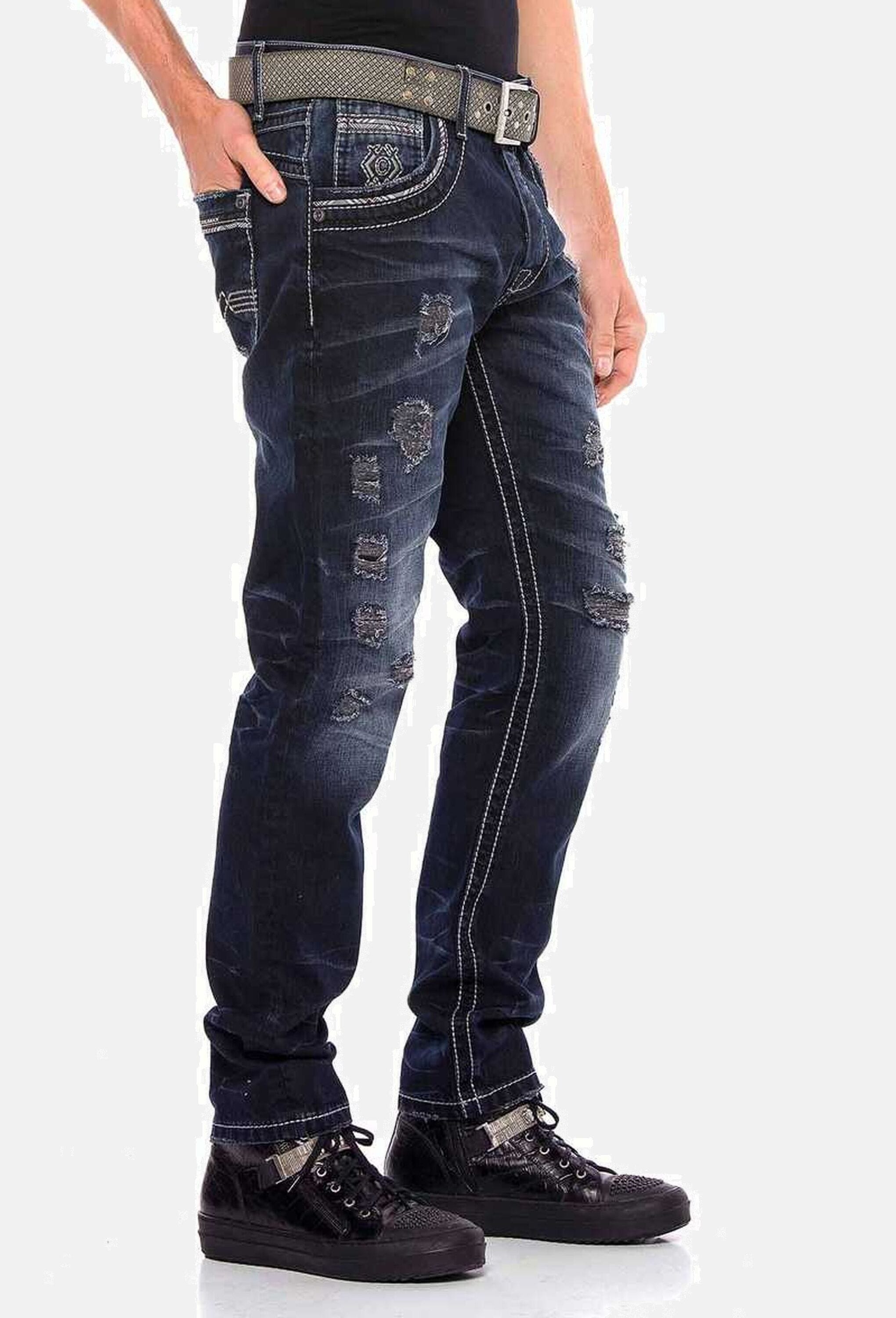 Cipo & Baxx Regular-fit-Jeans »Cipo & Baxx Jeans« mit lässigen Destroyed-Elementen, CD539