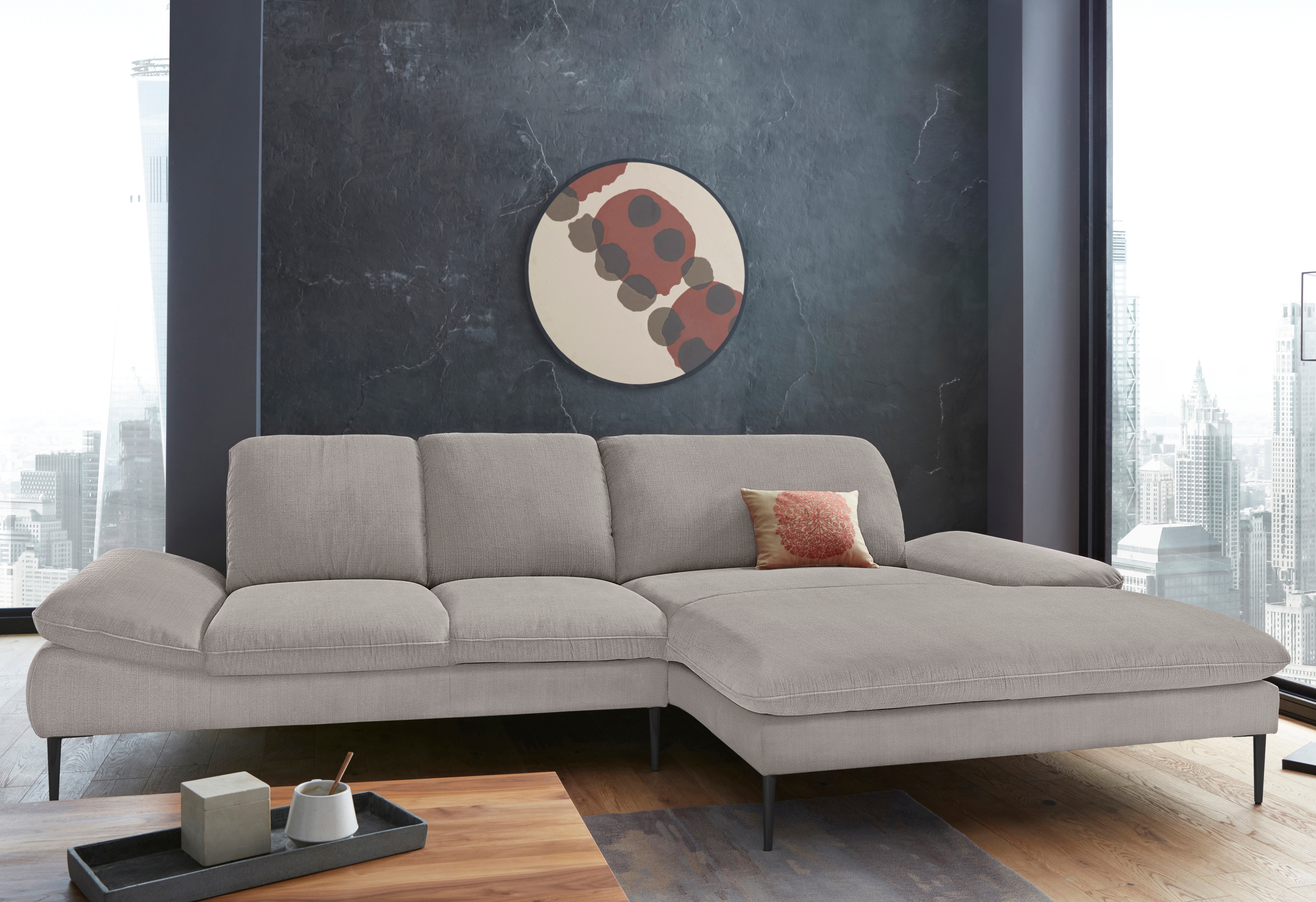 W.SCHILLIG Ecksofa "enjoy&MORE, Designsofa, elegant und bequem, L-Form" Sitztiefenverstellung, Füße schwarz pulverbeschichtet, Breite 310 cm