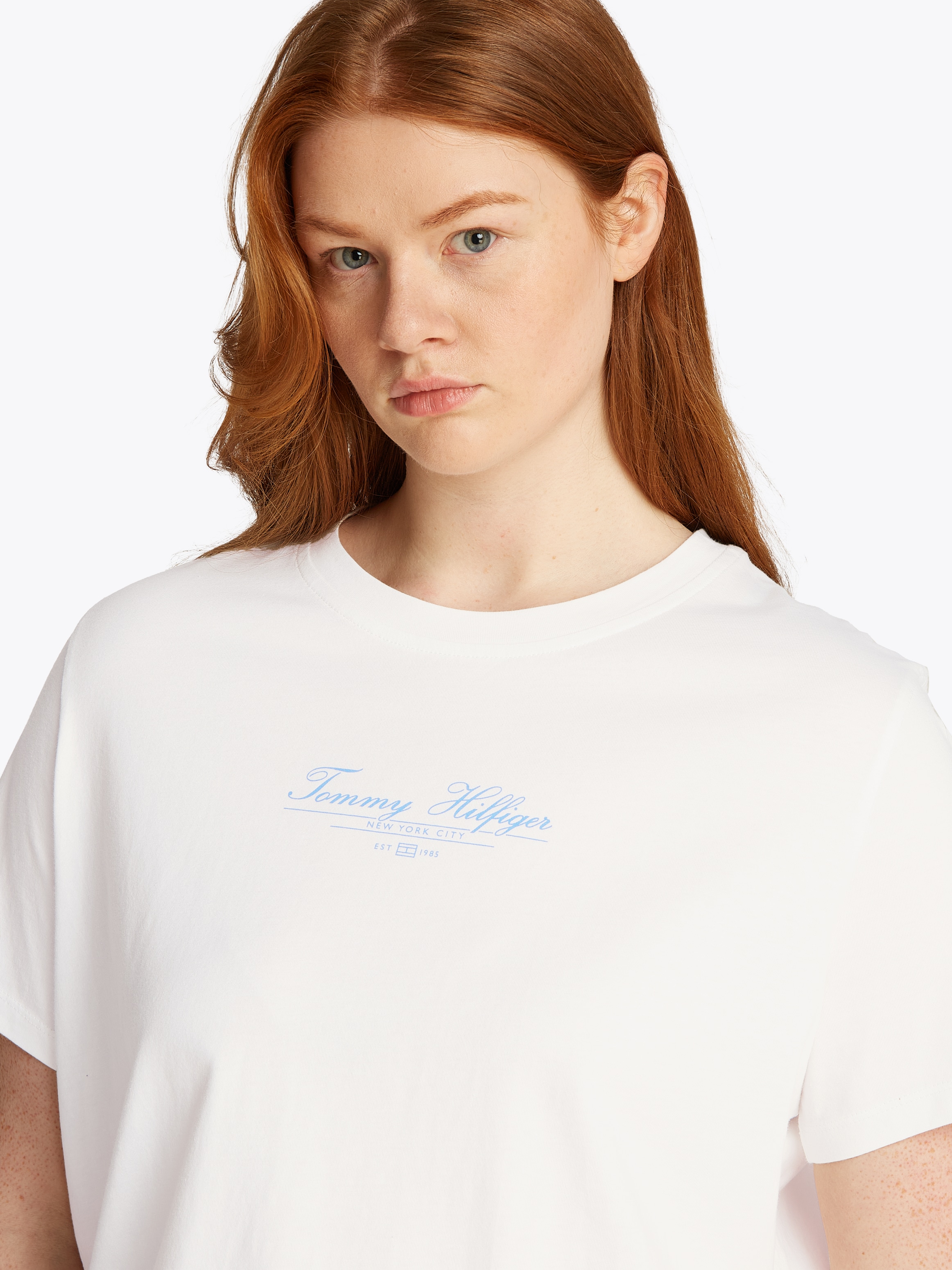 Tommy Hilfiger Curve Rundhalsshirt "CRV REG SCRIPT C-NK TEE SS", in Großen günstig online kaufen