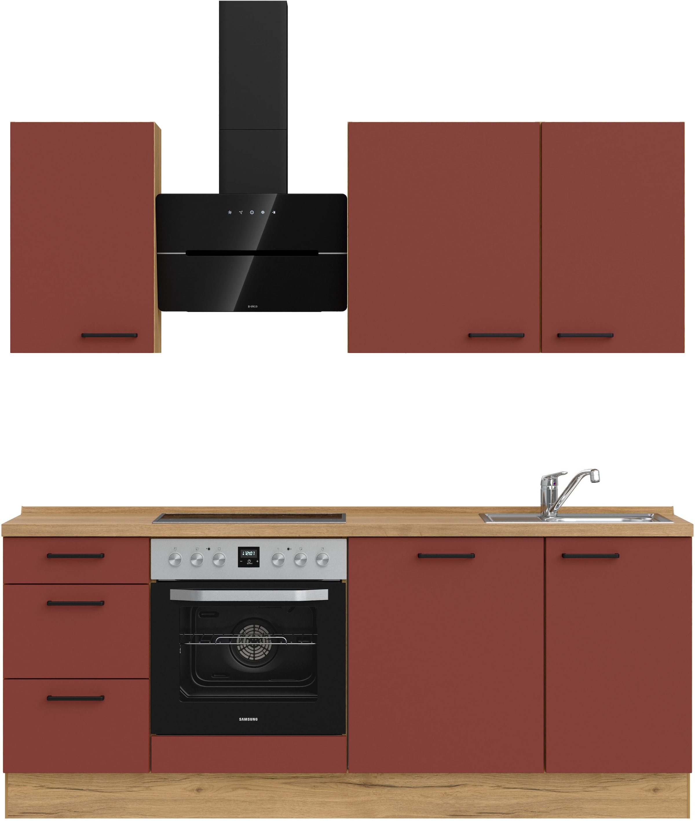 nobilia® Küchenzeile »"Easytouch II"«, vormontiert, Ausrichtung wählbar, Breite 210 cm, wahlw. mit E-Geräten