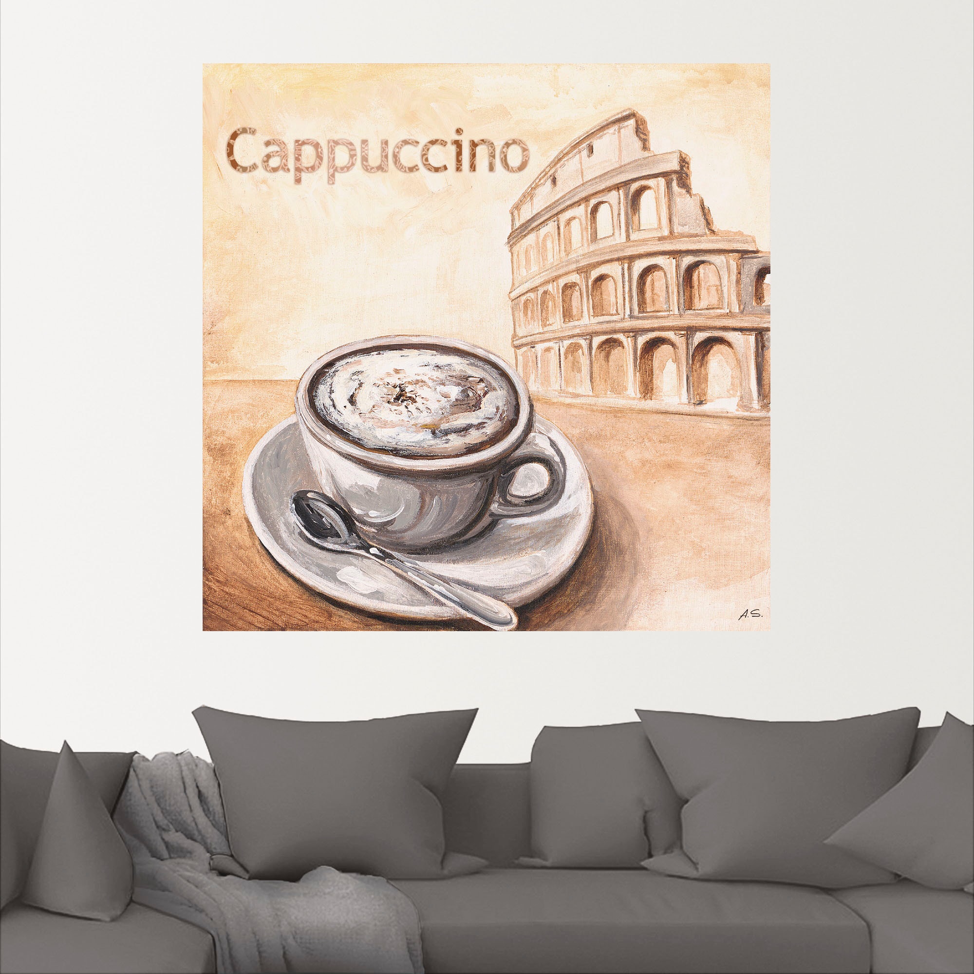 Artland Wandbild »Cappuccino in Rom«, Kaffee Bilder, (1 St.), als Leinwandbild in verschied. Größen
