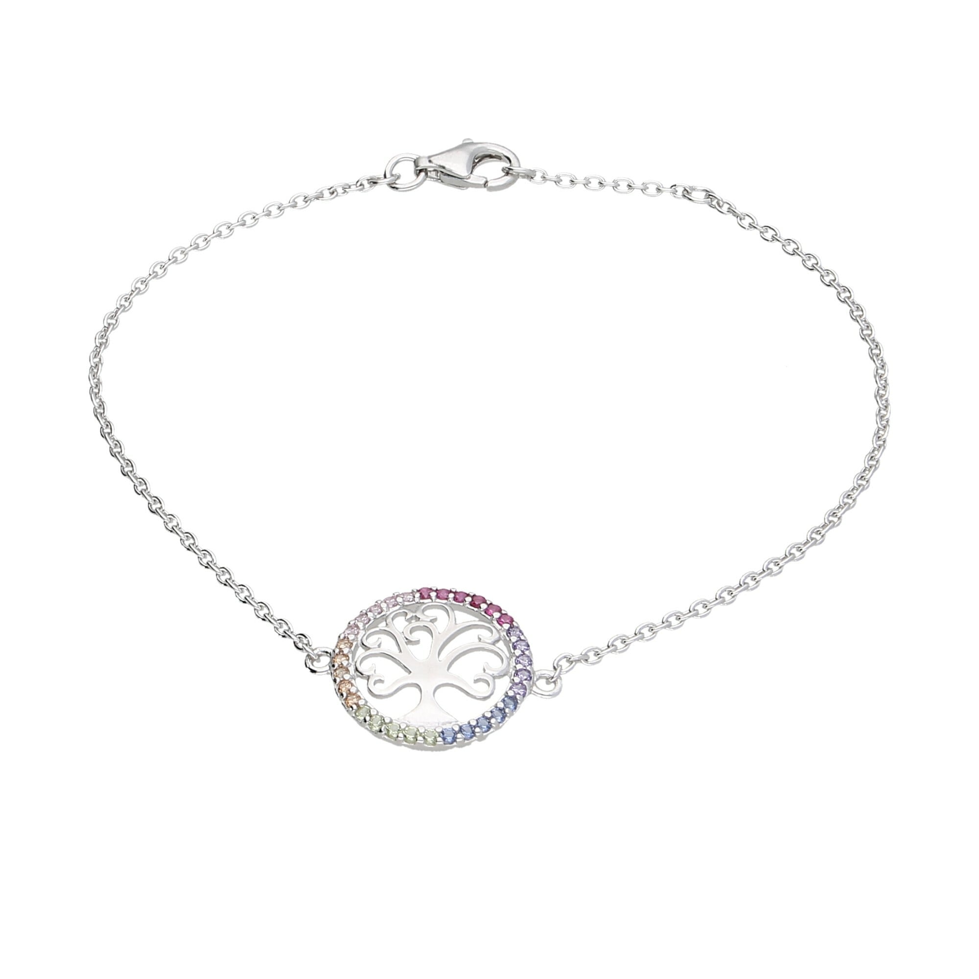 925« Jewel »Lebensbaum Smart Silber regenbogenfarben Armband