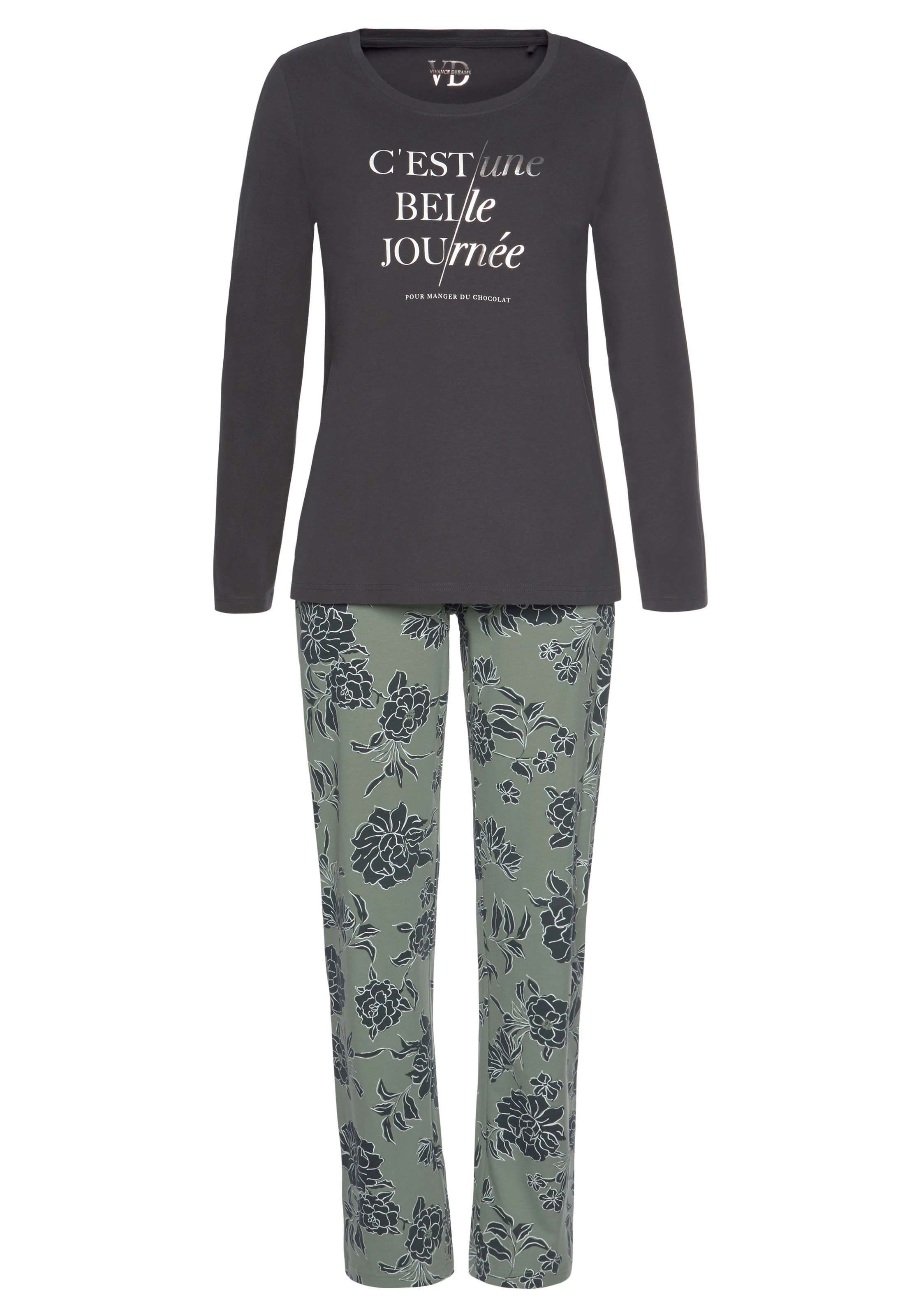 Vivance Dreams Pyjama, (2 tlg.), mit großem Blumen-Druck günstig online kaufen