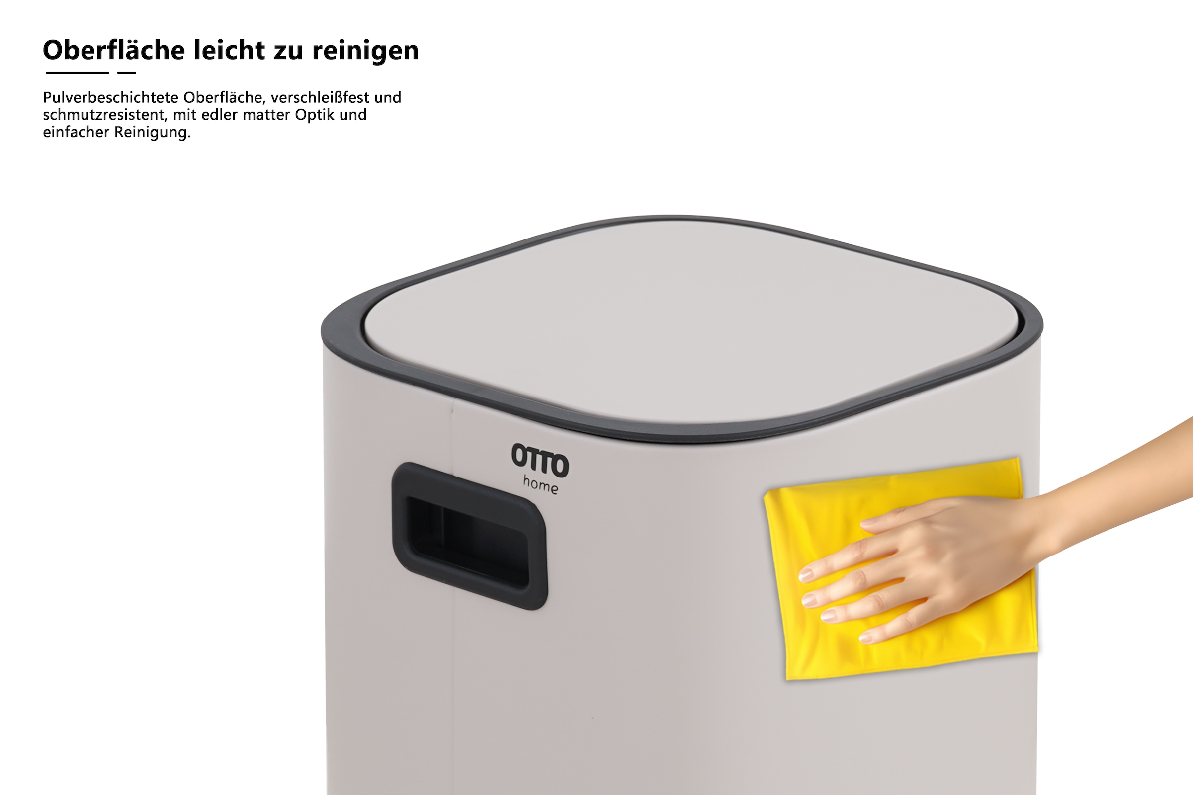 OTTO home Mülleimer »Keenna, mit verzögertem Schließmechanismus und verstecktem Griff« 1 Behälter Treteimer für Küche oder Bad, Abfalleimer mit Deckel