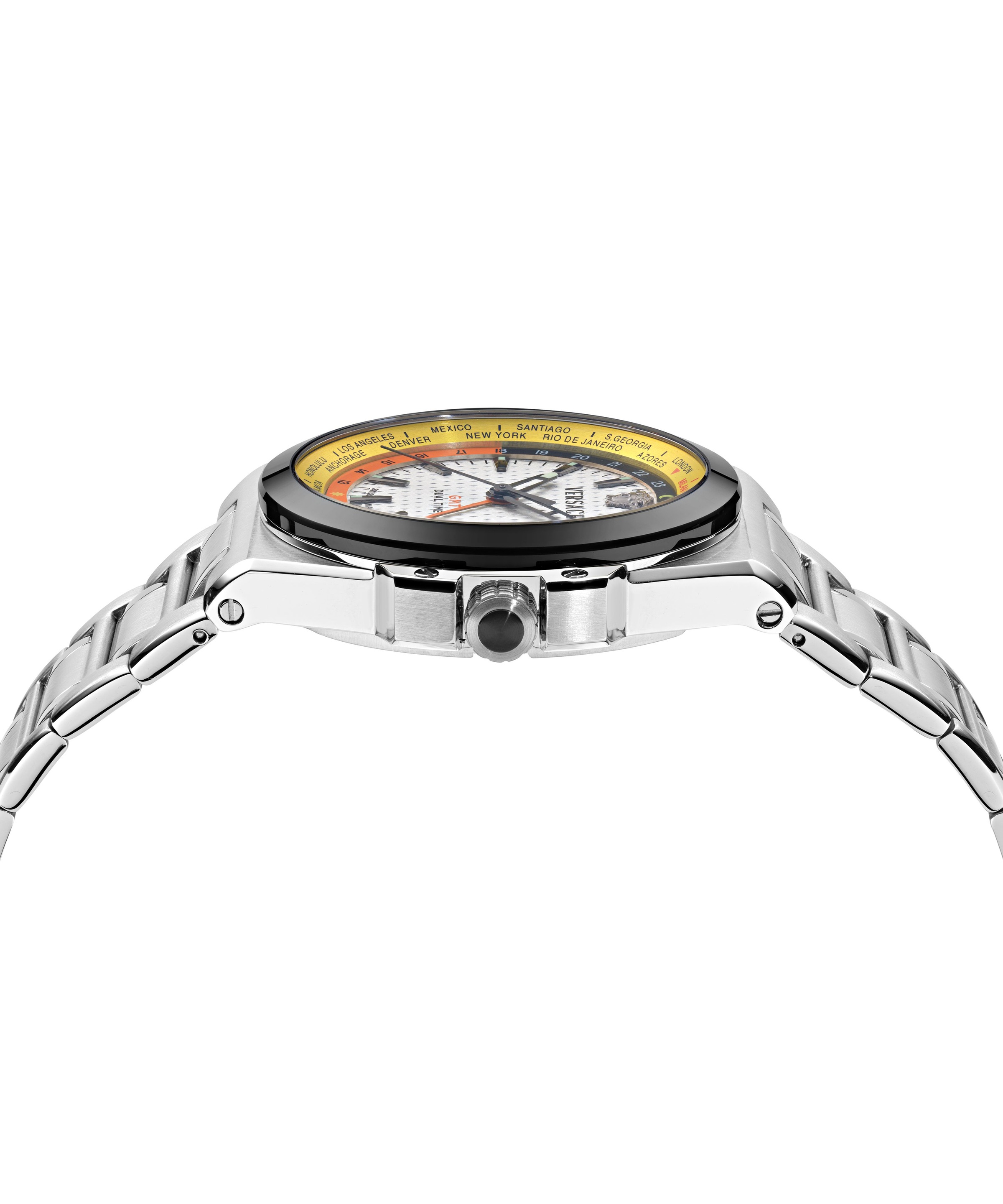 Versace Quarzuhr »GRECA REACTION GMT« Armbanduhr, Herrenuhr, Swiss Made, Edelstahlarmband, analog, Tag