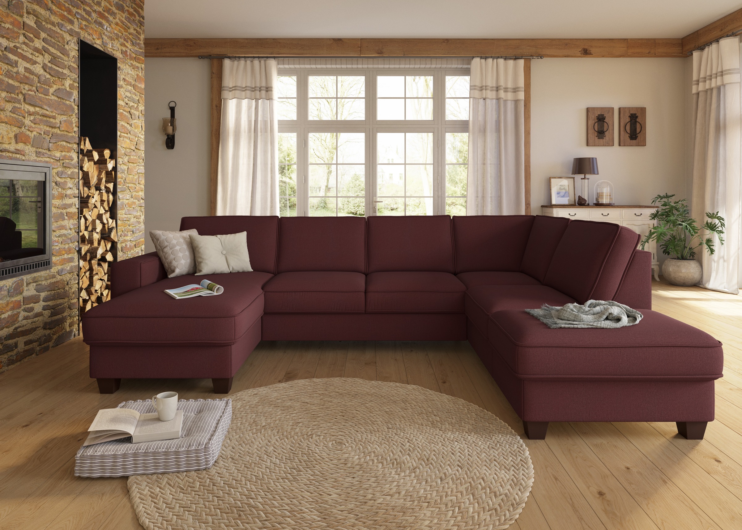 Home affaire Wohnlandschaft "County U-Form" wahlweise Ottomane links oder r günstig online kaufen