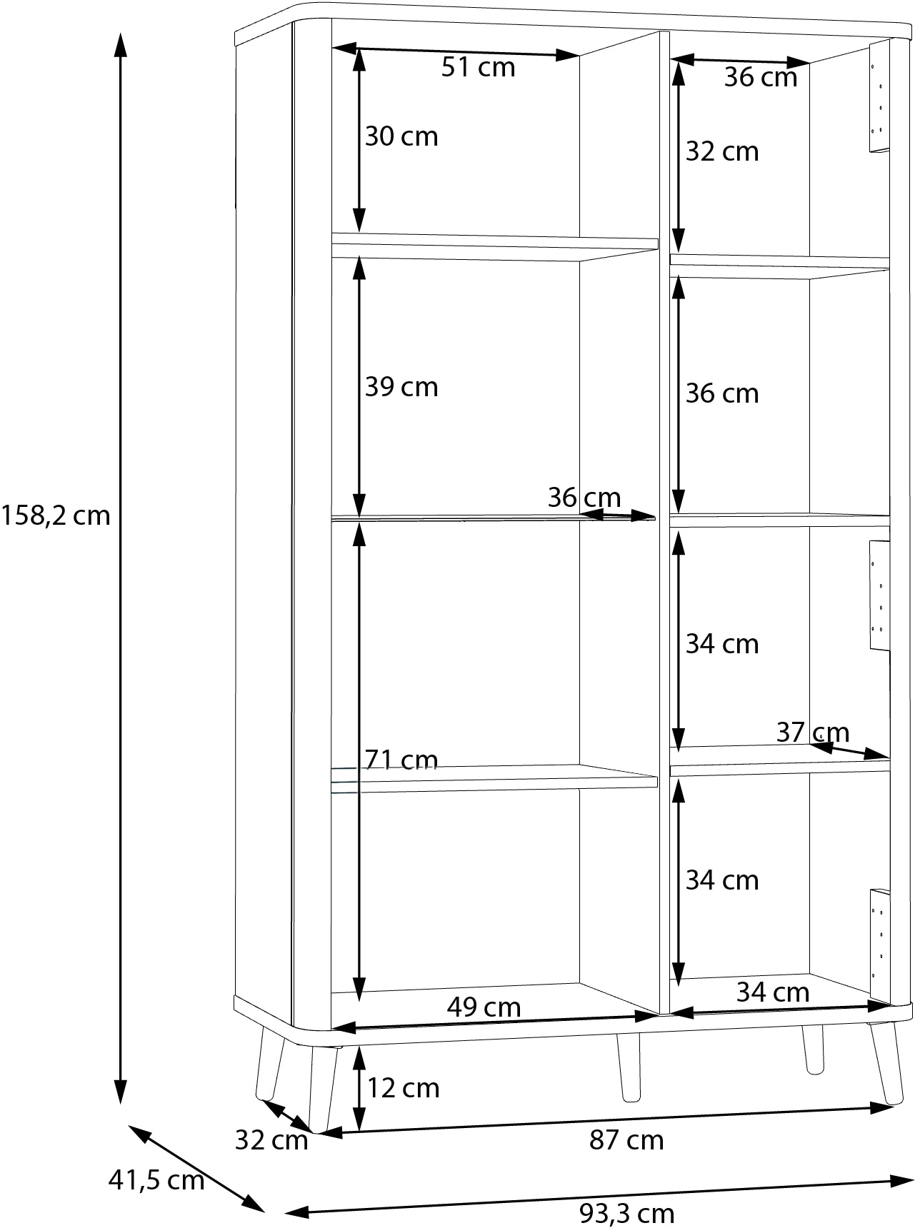 FORTE Highboard »Fixsmile«, moderes Highboard, Glastüre, Softclose, Strukturfront
