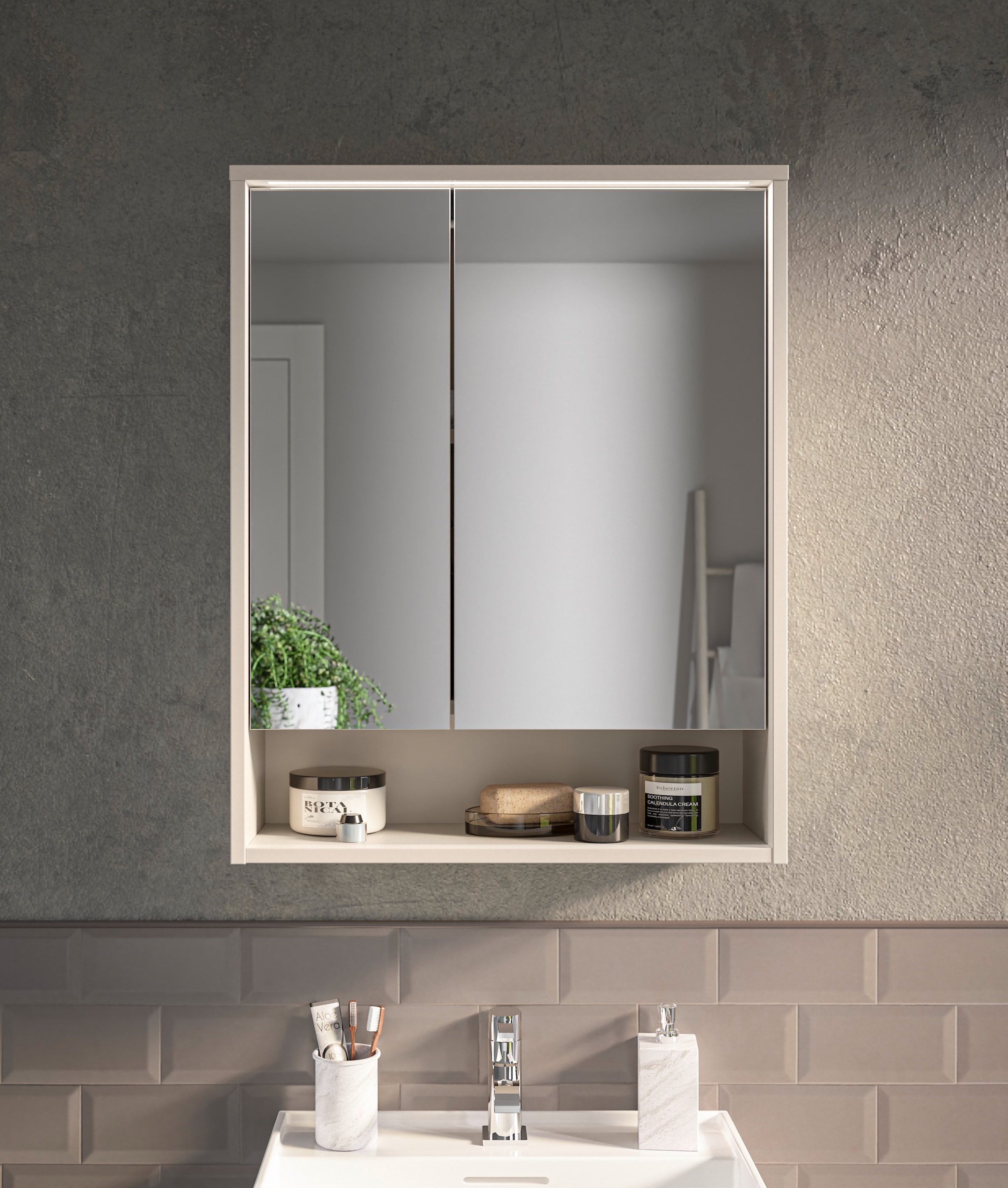 BASIC by Balculina Spiegelschrank »Lucera Spiegelschrank, Badezimmerschrank BxHxT 60x75x20« 1 Stk. tlg. Breite 60 cm, Tür L/R montierbar, LED-Beleuchtung