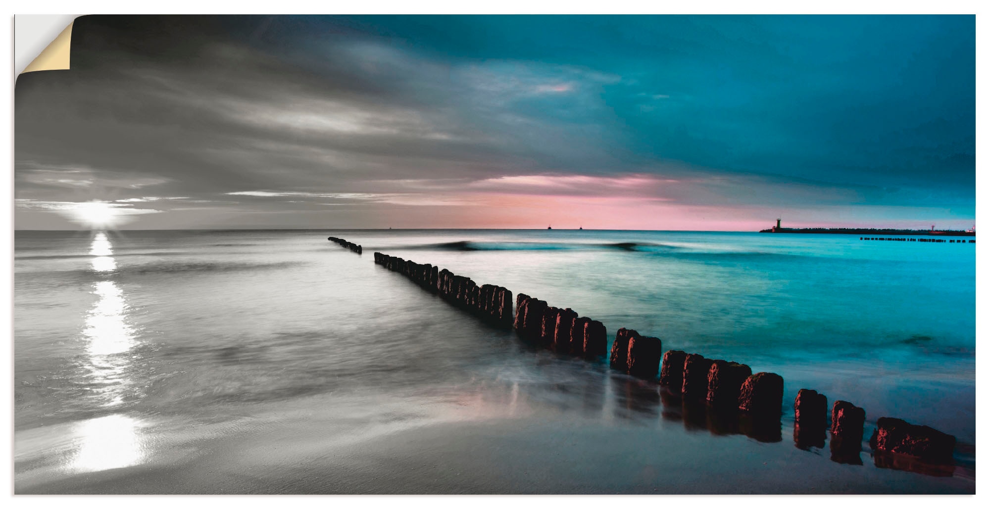 Artland Wandbild "Ostsee mit Sonnenaufgang s/w", Gewässer, (1 St.), als Lei günstig online kaufen