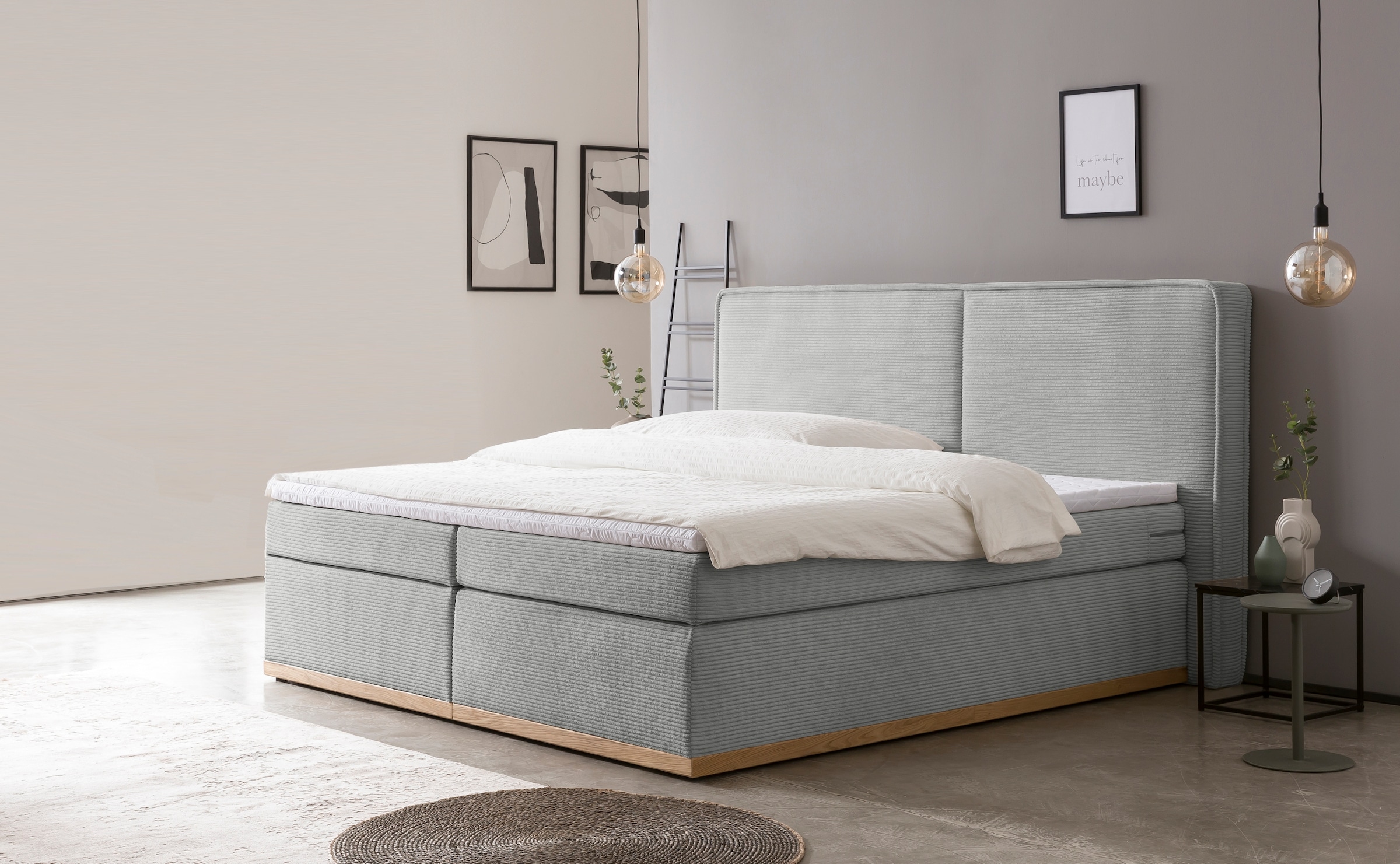 Home affaire Boxspringbett "SHERWOOD Cord Hotelbett, Polsterbett Premiumbet günstig online kaufen