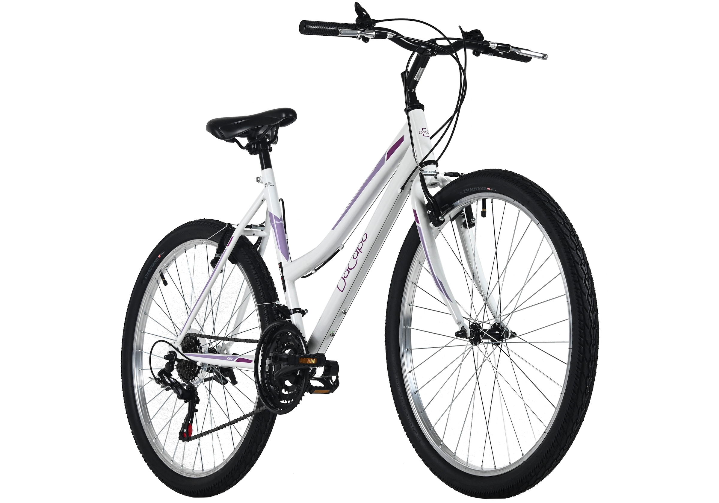 Dacapo Mountainbike »Damen-Mountainbike 26'' Nelson Weiß 18 Gänge RH 48 cm« 18 Gang Shimano Tourney Schaltwerk Kettenschaltung