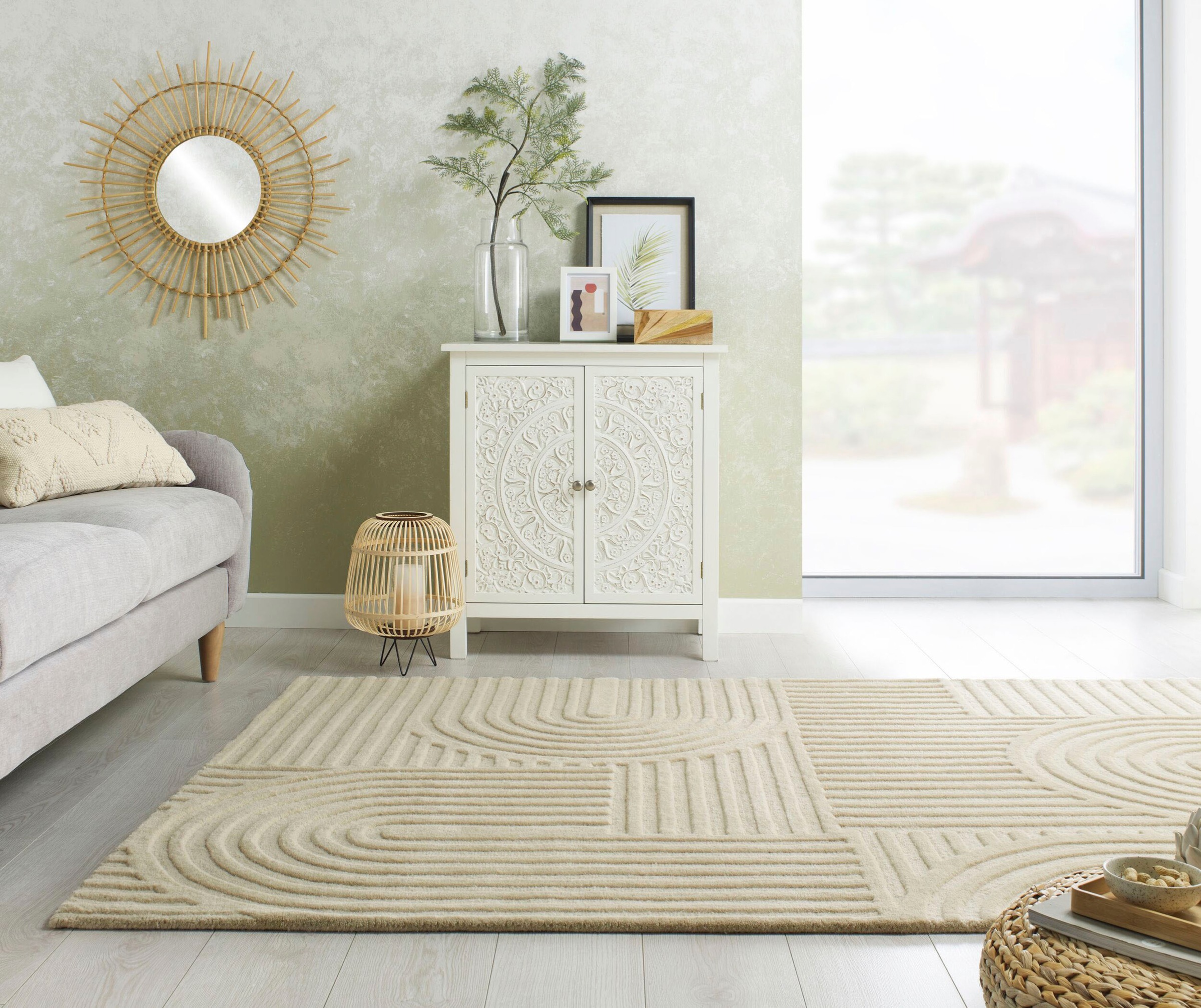 FLAIR RUGS Wollteppich "Zen Garden, modern & mit Linien" 10 mm Höhe 100% Wo günstig online kaufen