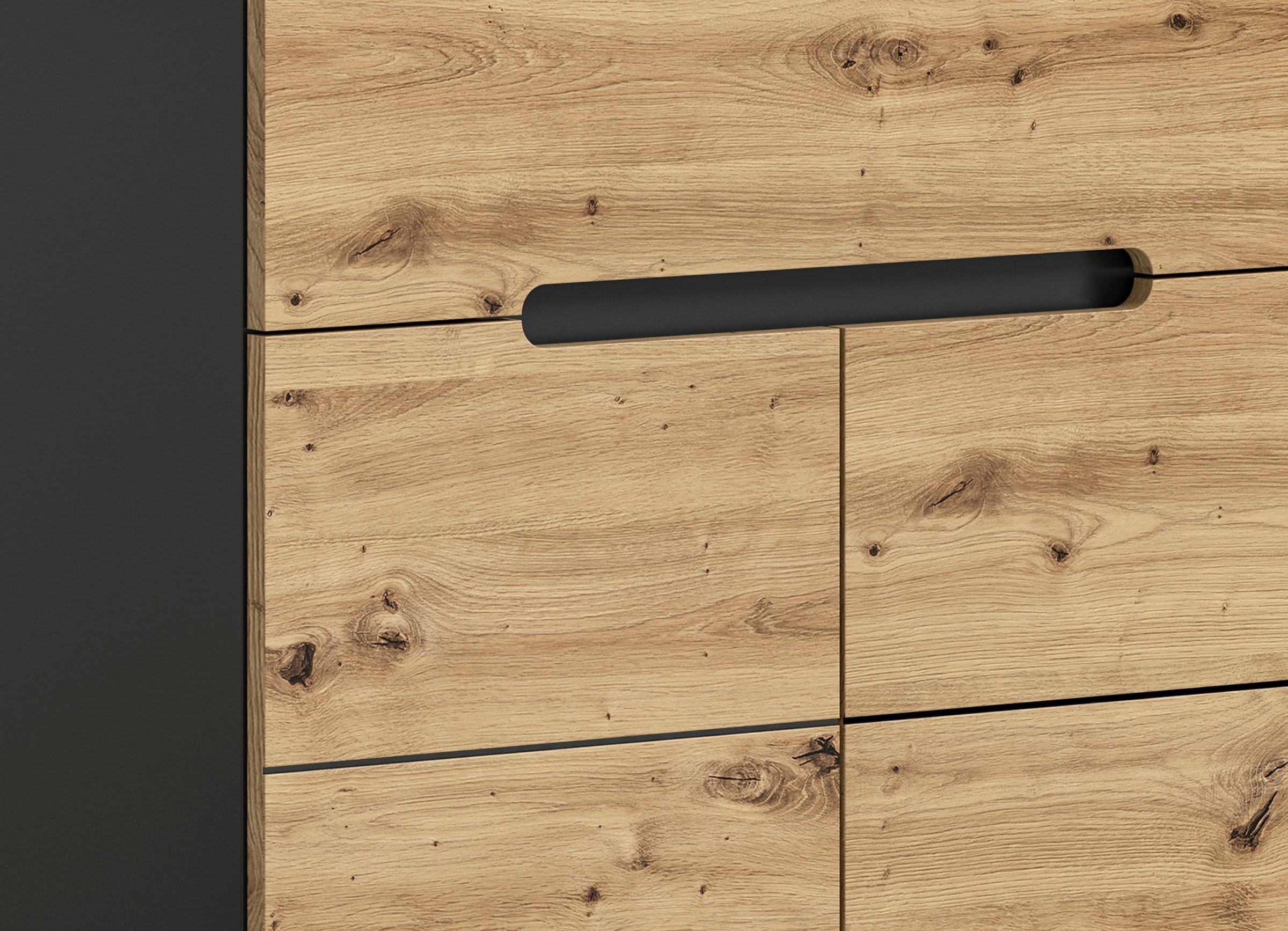 INOSIGN Garderobenschrank »Rehat, Höhe: 190cm, in Basalt grau/ Artisan Eiche, 2 Türen, 6 Fächer«, Garderobe, Flurschrank, Dielenschrank, Kleiderschrank, Garderobenmöbel