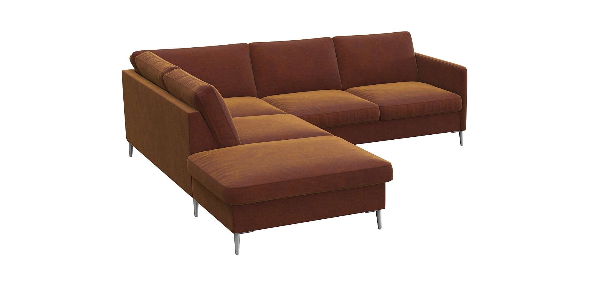 FLEXLUX Ecksofa »Fiore, L-Form«, schmale Armlehnen, Füße alufarben, B/T 234/225 cm, Kaltschaum im Sitz