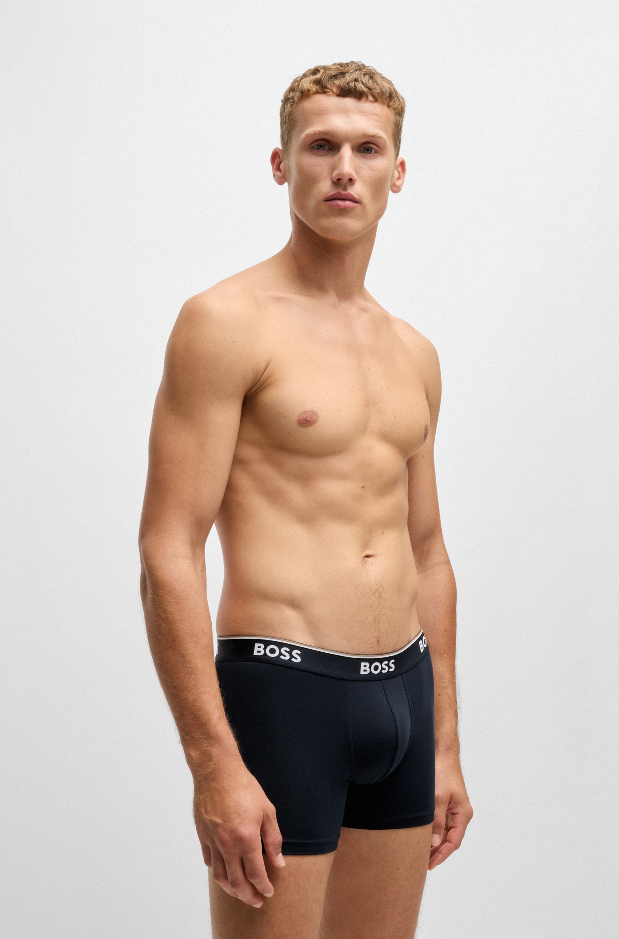 BOSS Langer Boxer »Brief 3 PACK«, mit farblich passendem Webbund