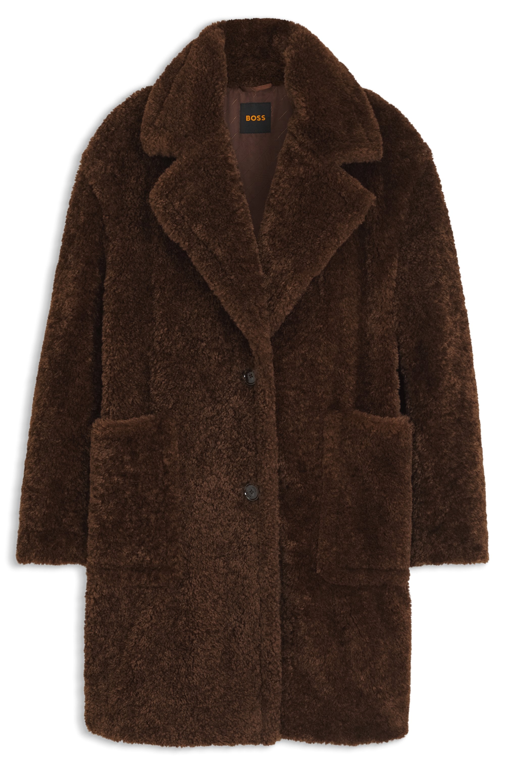 BOSS ORANGE Kurzmantel "Catedy Premium Damenmode" aus softem Teddy, Relaxed Fit