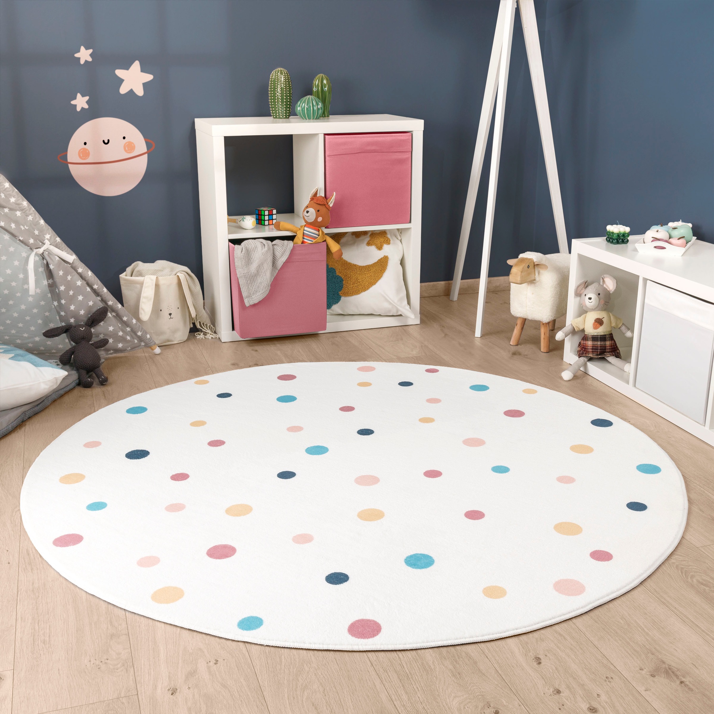 Paco Home Kinderteppich "Niloya 364" rund 12 mm Höhe Spielteppich, Kurzflor günstig online kaufen