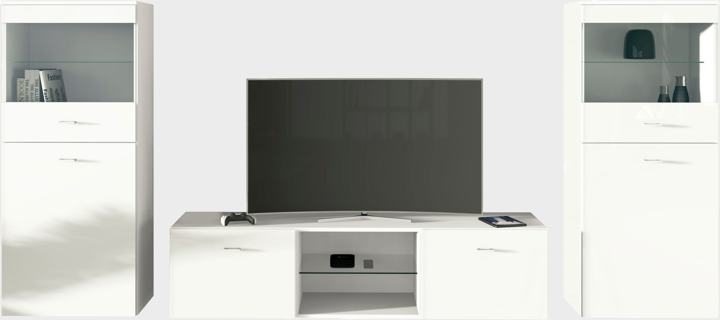 borchardt Möbel Wohnwand "Scala, moderne Mediawand mit Vitrinen und Lowboar günstig online kaufen