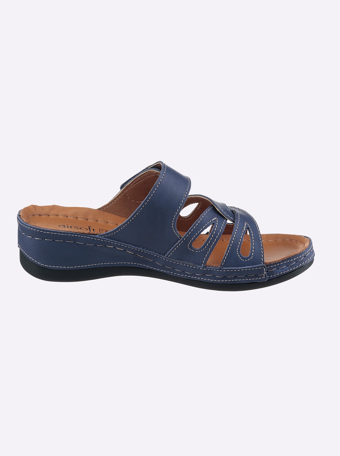 Pantolette CASUAL LOOKS, Damen, Gr. 41, marine, Glattleder, Leder, Basic, Schuhe Pantolette 3