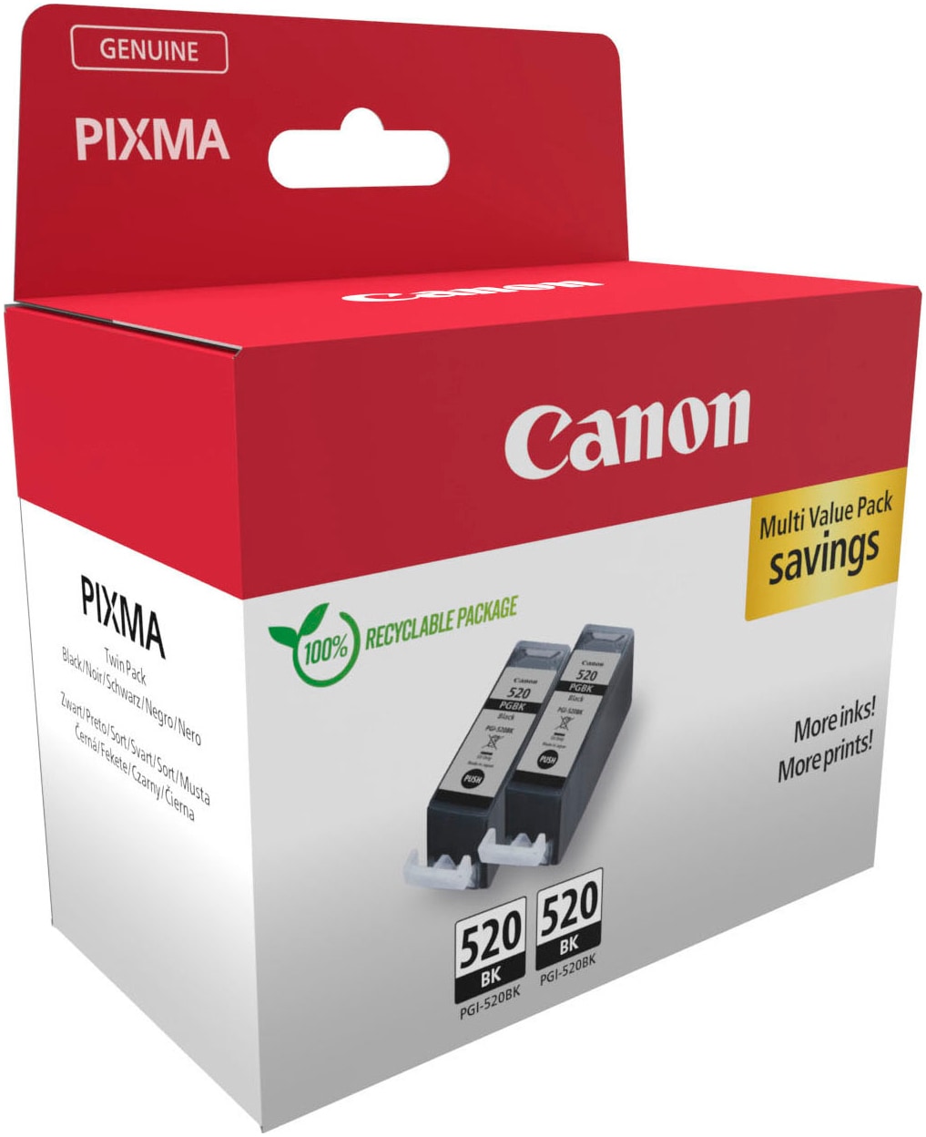 Canon Tintenpatrone »PGI-520BK (Doppelpack)«, (Packung, 2 St.)