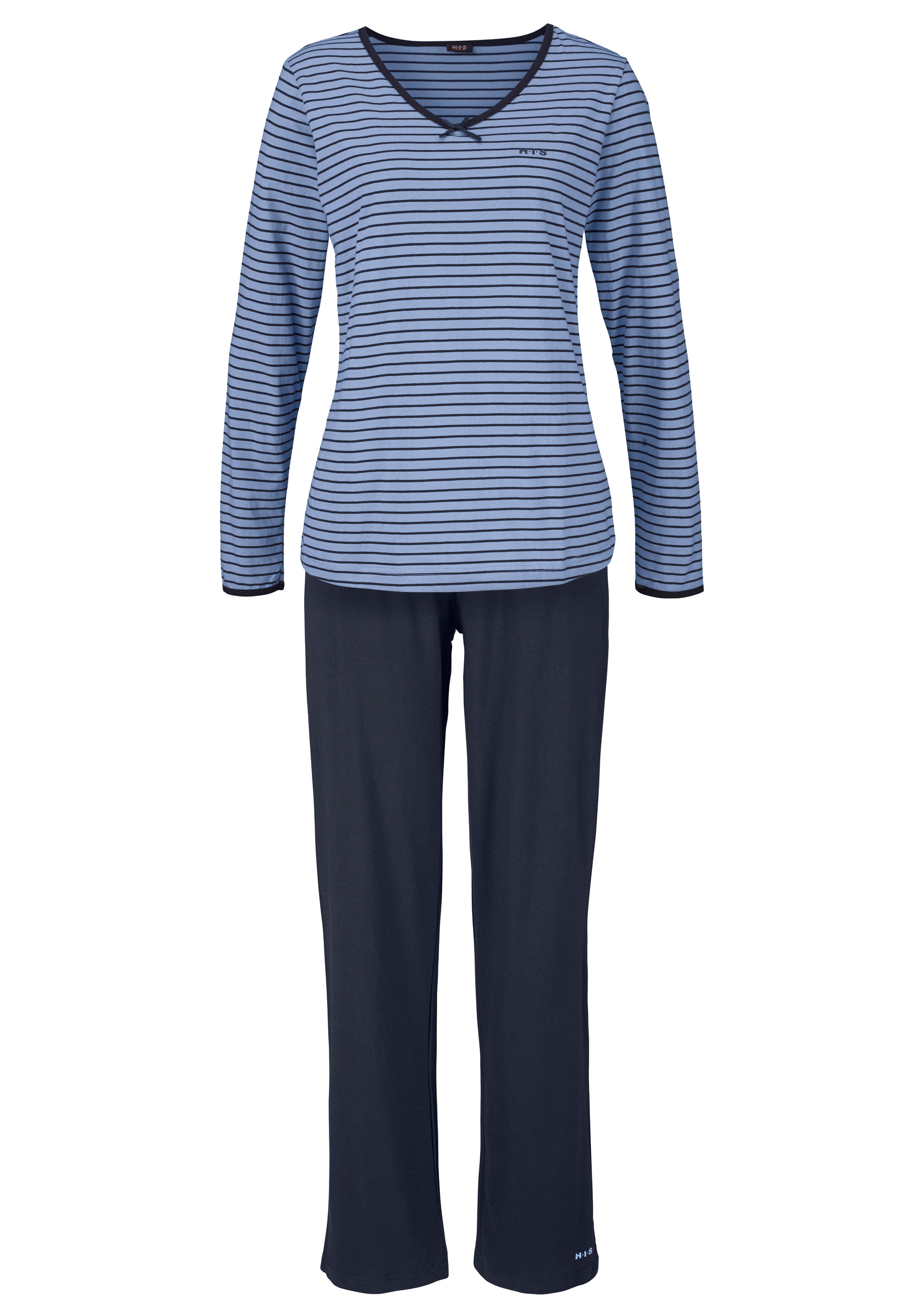 H.I.S Pyjama Set, 2-teilig, 2 tlg. mit garngefärbten Streifen günstig online kaufen