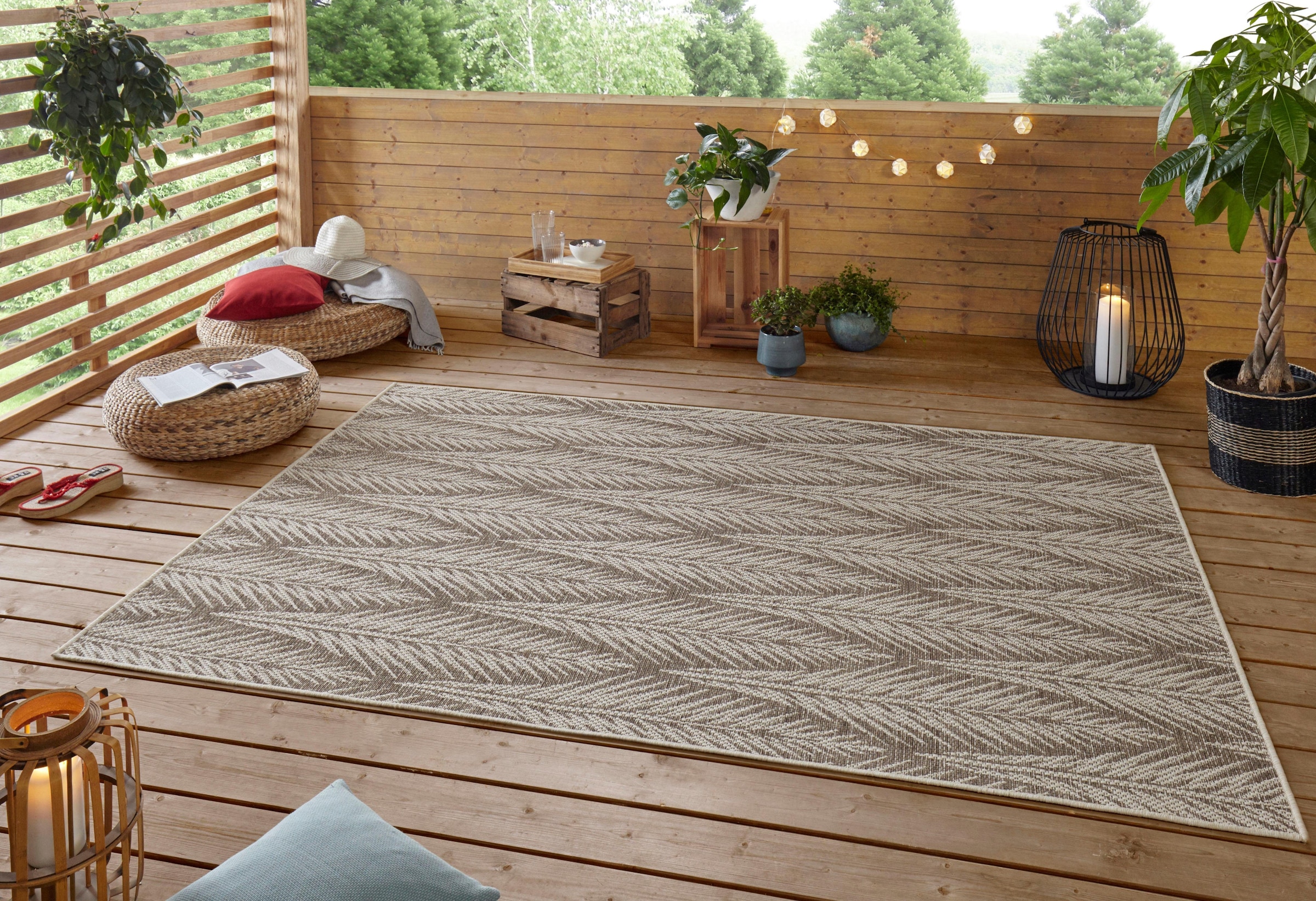 NORTHRUGS Teppich »Pella«, rechteckig, 4 mm Höhe, In-und Outdoor geeignet, Strapazierfähig und pflegeleicht, Flachgewebe