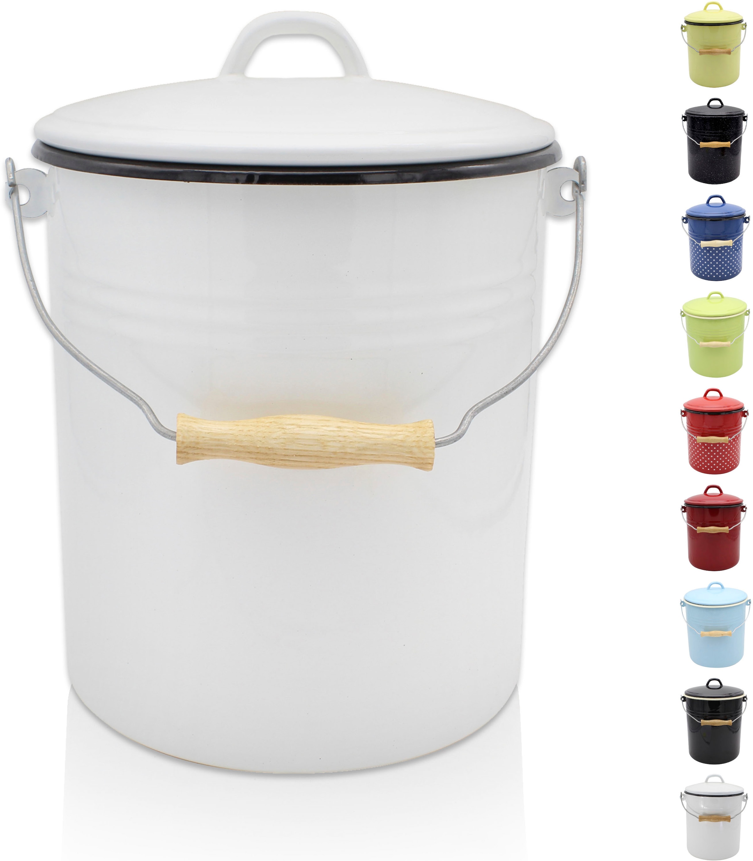 Krüger Mülleimer "Emaille-Eimer mit Deckel Serie Rio" schnitt- / kratzfeste günstig online kaufen