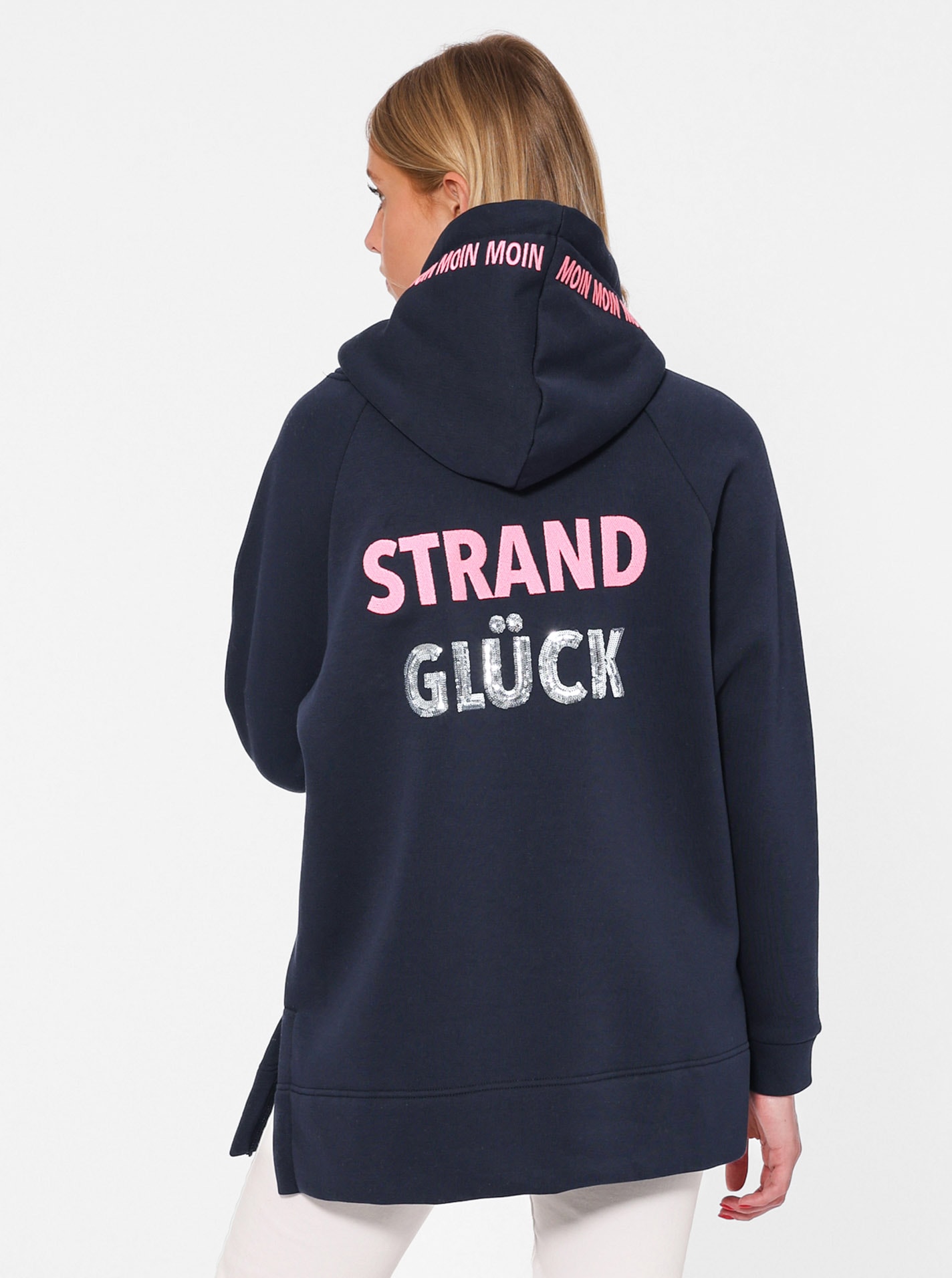 Zwillingsherz Hoodie ""Strandglück Paillette"", Oversized mit Anker-Motiv u günstig online kaufen