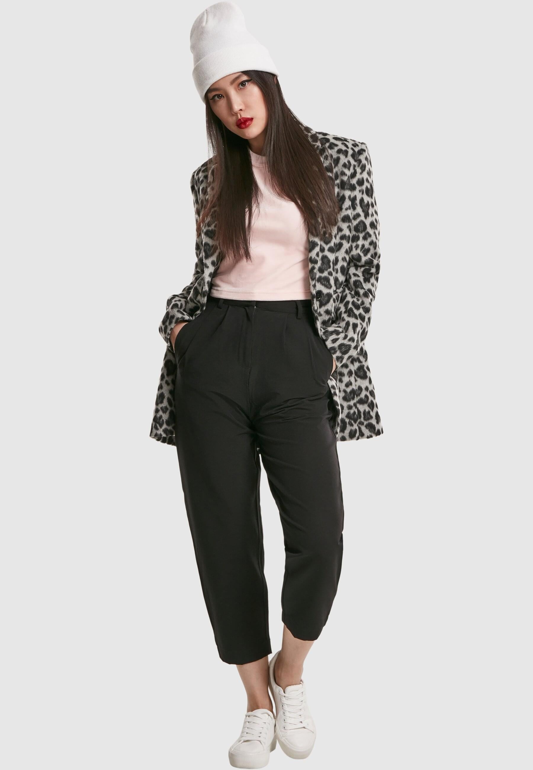URBAN CLASSICS Stoffhose »Urban Classics Damen Ladies High Waist Cropped Pants«, (1 tlg.)