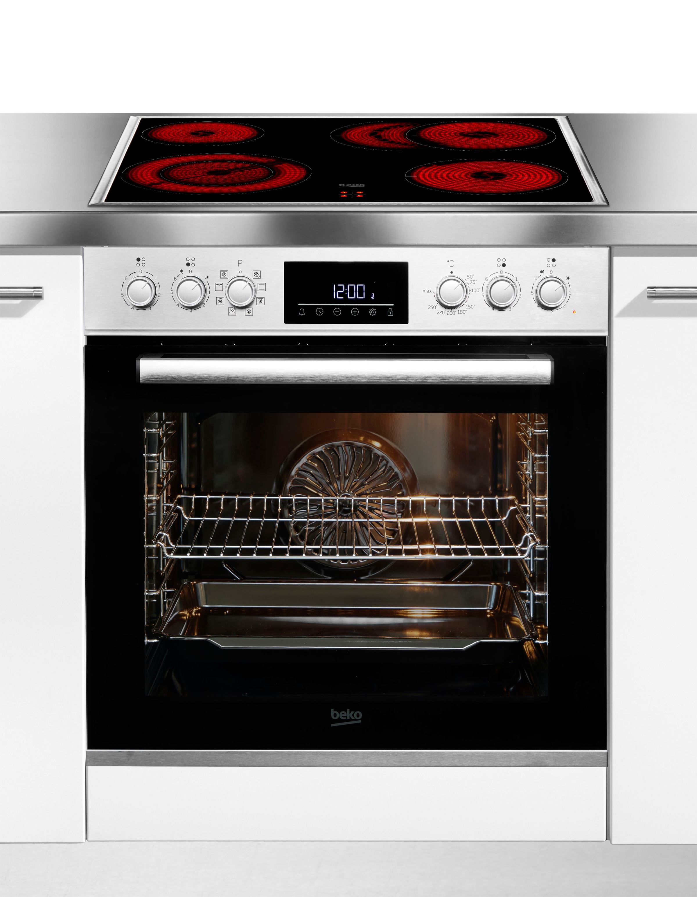 BEKO Elektro-Herd-Set "BBUM12321X", silber, Herdsets, Gleichmäßige Heißluft für perfekte Ergebnisse dank Aeroperfect
