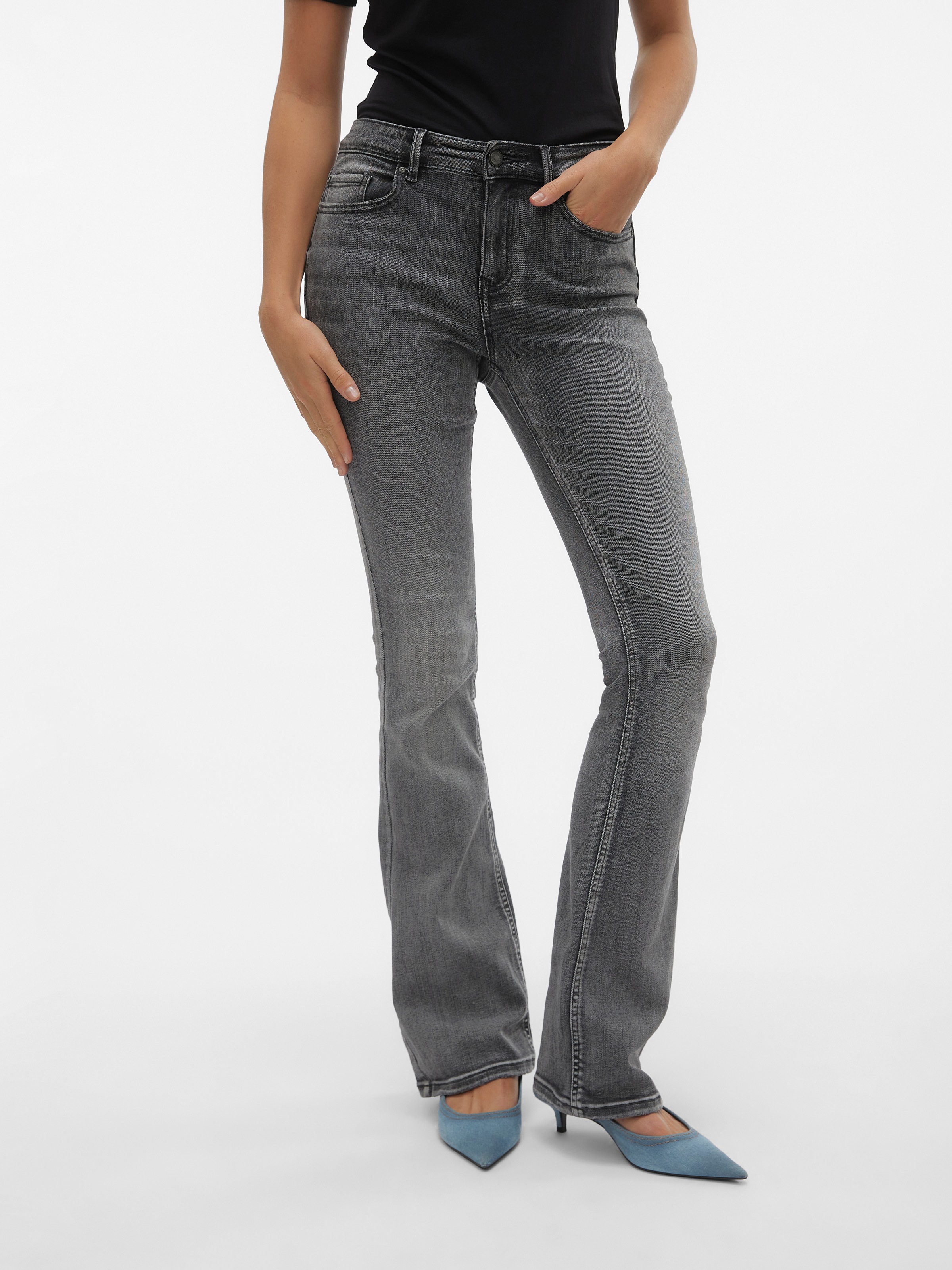 Vero Moda Bootcut-Jeans "VMFLASH MR FLARED JEANS LI213 GA NOOS" Baumwollmis günstig online kaufen
