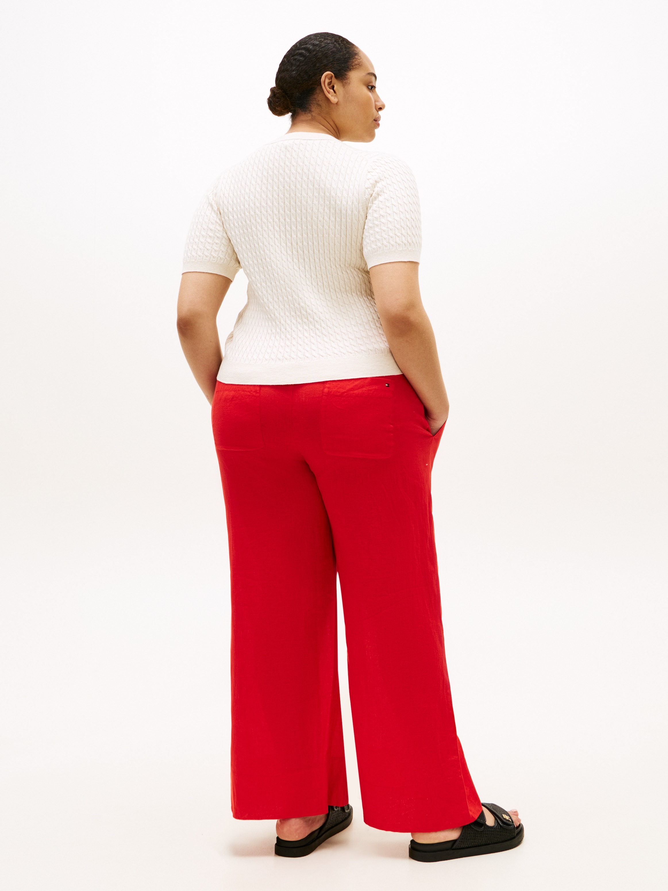 Tommy Hilfiger Curve Rundhalspullover »CRV CO CABLE FINE GG CNK S/S SWT« in großen Größen, mit Zopfmuster