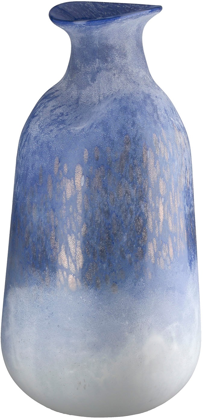 GILDE Tischvase "Vase Azur blau H. 37 cm" Mundgeblasenes Glas, handgearbeitet, Dekovase