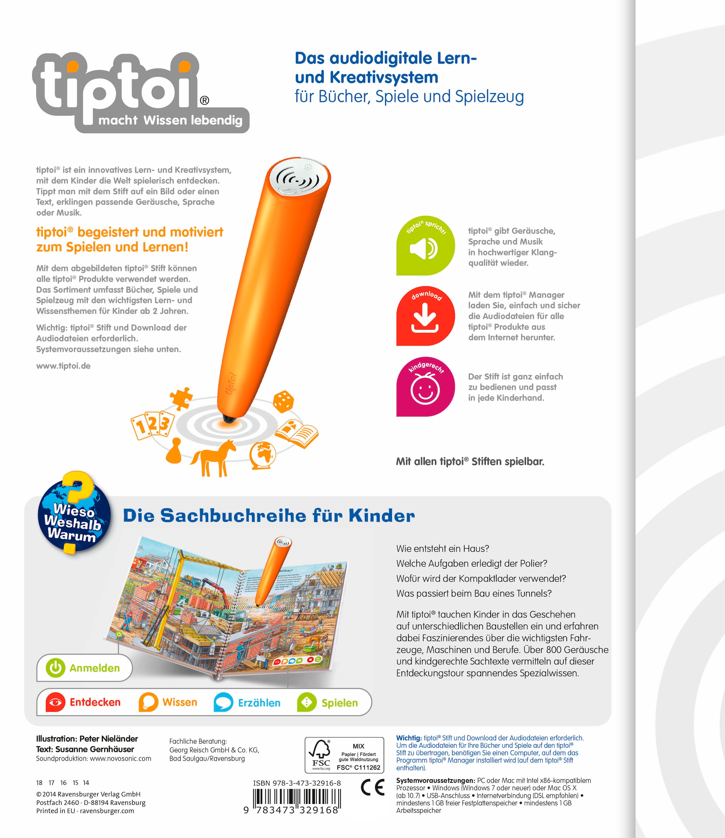 Ravensburger Buch »tiptoi® Wieso? Weshalb? Warum? Komm mit auf die Baustelle«