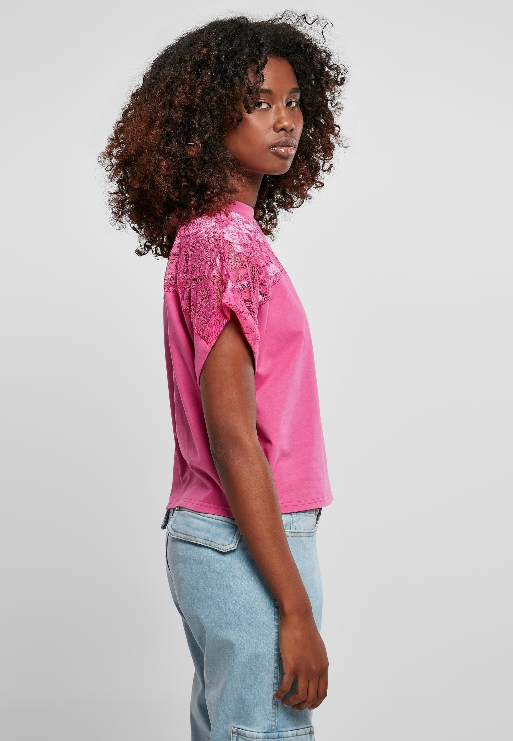 URBAN CLASSICS T-Shirt »Urban Classics Damen Ladies Short Oversized Lace Tee«, (1 tlg.)