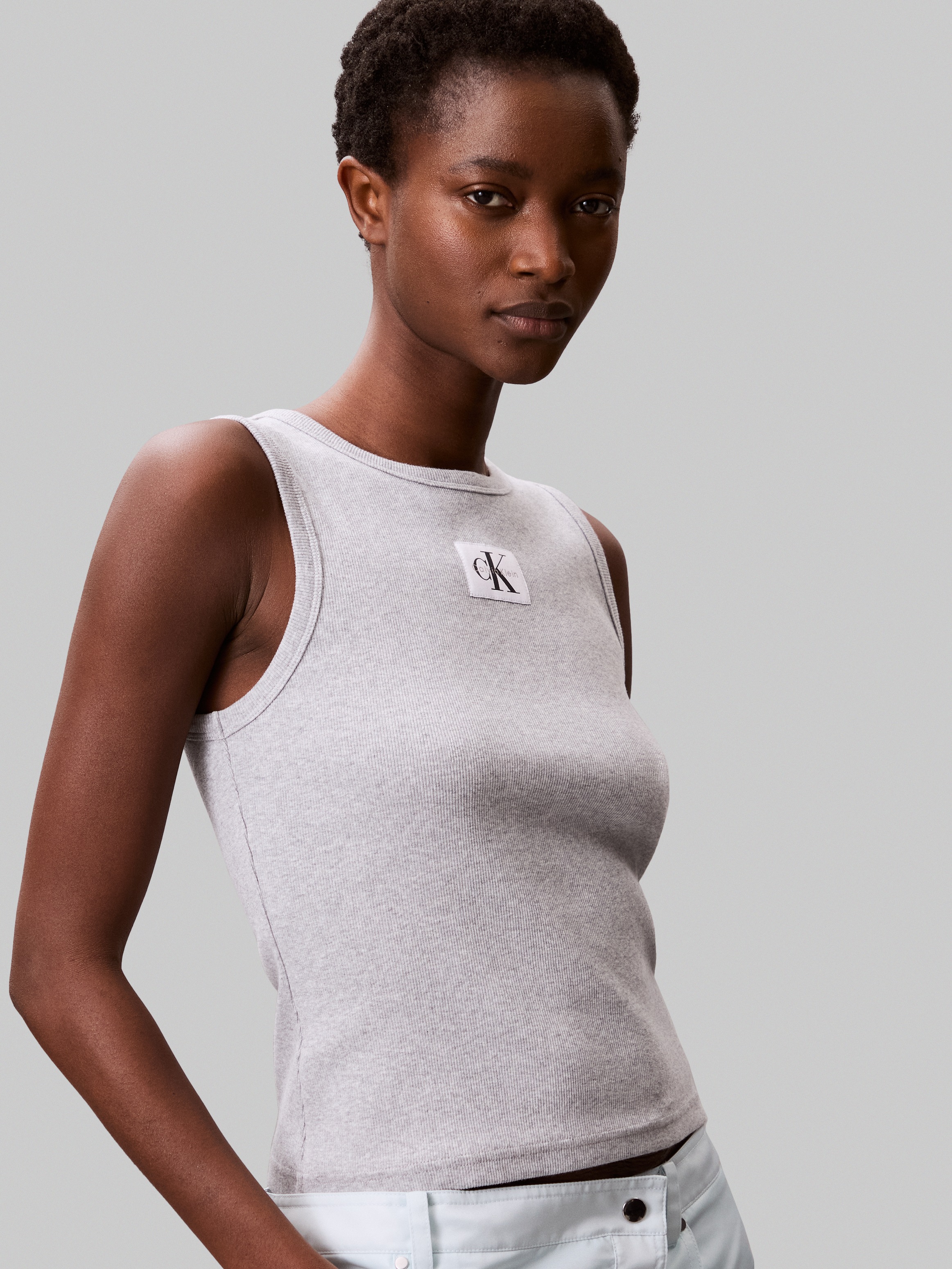 Calvin Klein Jeans Tanktop "A - WVN LBL 2X2 CTTN", Mit Rundhalsausschnitt günstig online kaufen