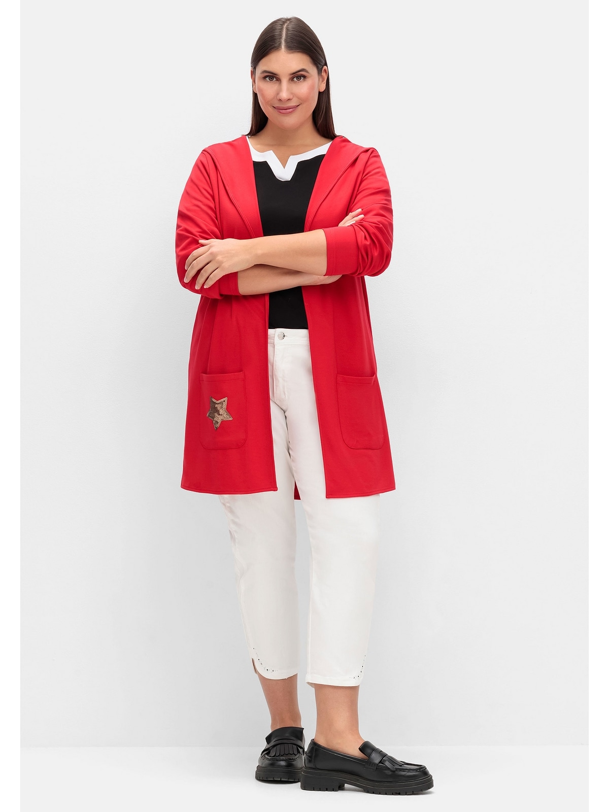 Sheego Longstrickjacke »Große Größen«, mit Pailletten-Print im Rücken