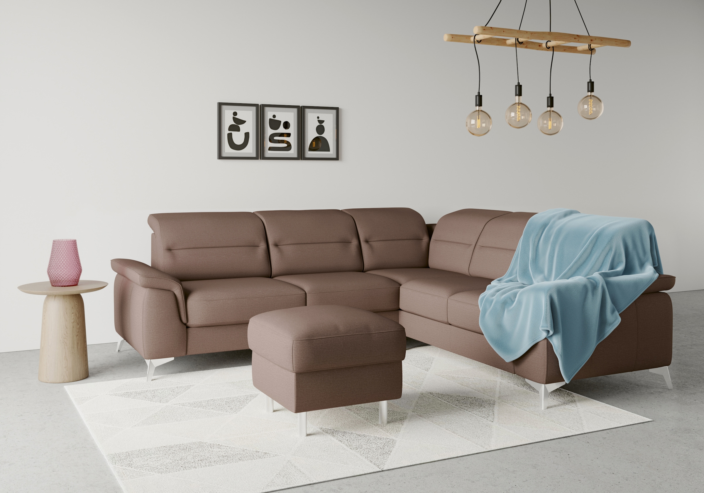 Ecksofa SIT & MORE, B:251cm H:85cm T:231cm, braun, 98% Polyester, 2% Polyamid, Wohnzimmer, Sofas, "Sinatra L-Form", optional mit Kopfteilverstellung