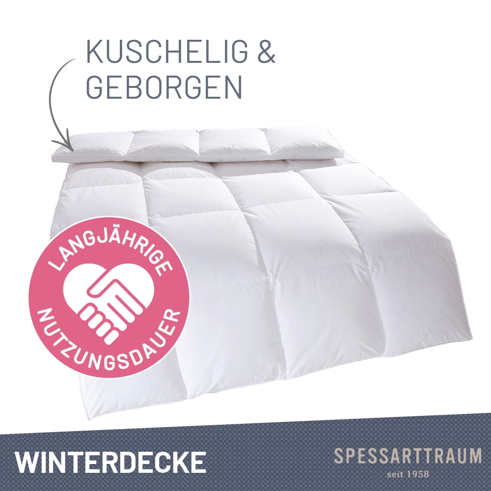 SPESSARTTRAUM Daunenbettdecke »Arosa Bettdecke min 135x200 cm & weitere Größen«, extrawarm, Füllung 90% Daunen & 10% Federn, Bezug 100% Baumwolle, (1 St.), Bettdecke Winter, Sommer, Made in Germany