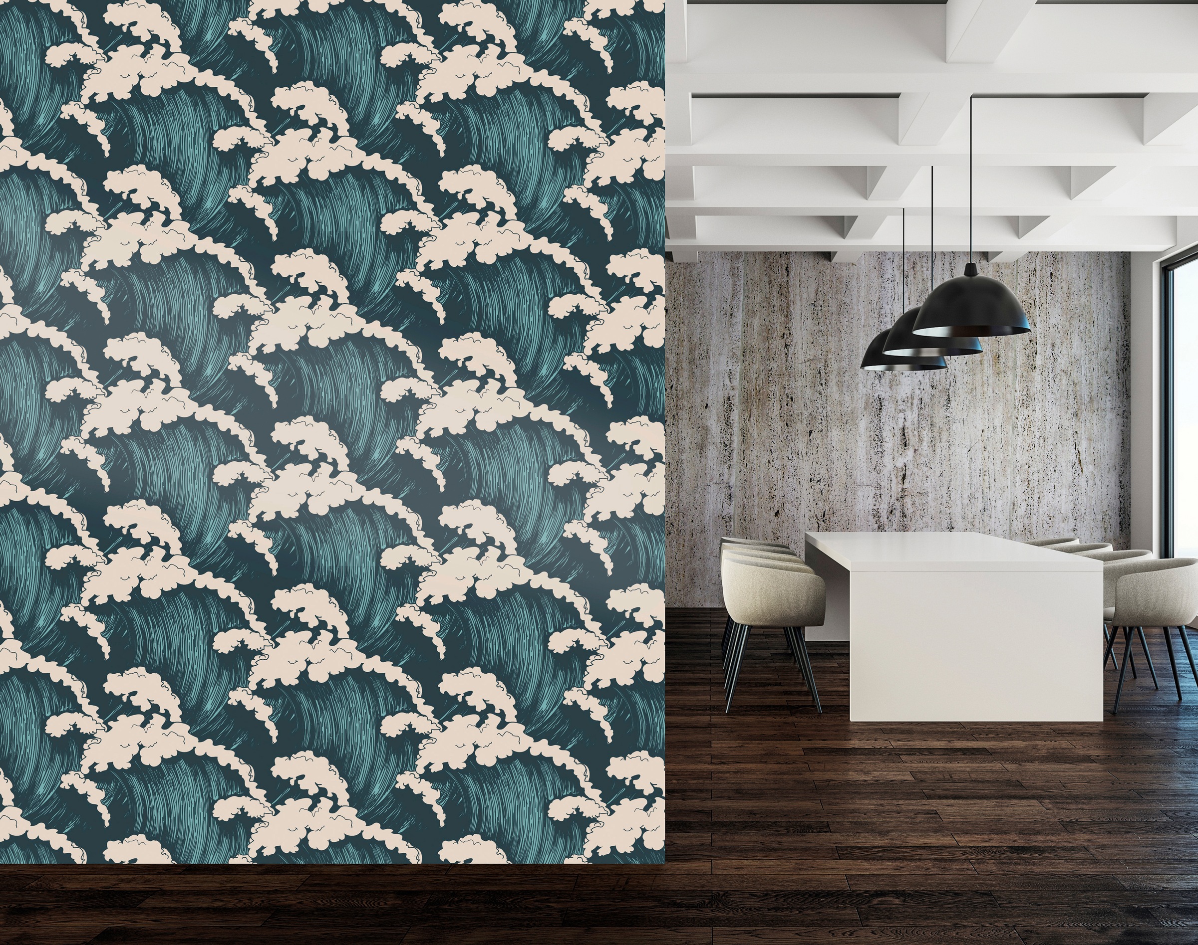 queence Vinyltapete »Immi«, bedruckt-Motiv-gemustert-Meer-Strand-naturalistisch, 90x250cm, selbstklebend, kinderleichte Anbringung, Sticker
