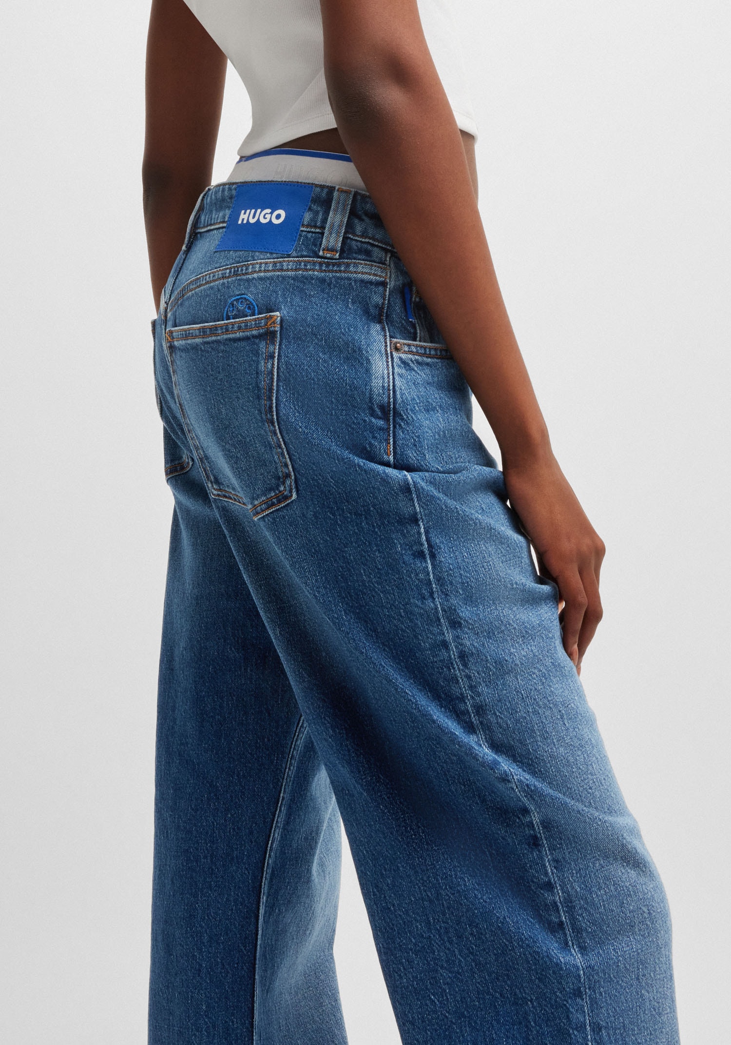 HUGO Blue Straight-Jeans »Elyah«, Straight Fit Jeans mit hoher Leibhöhe, Tall Länge 36