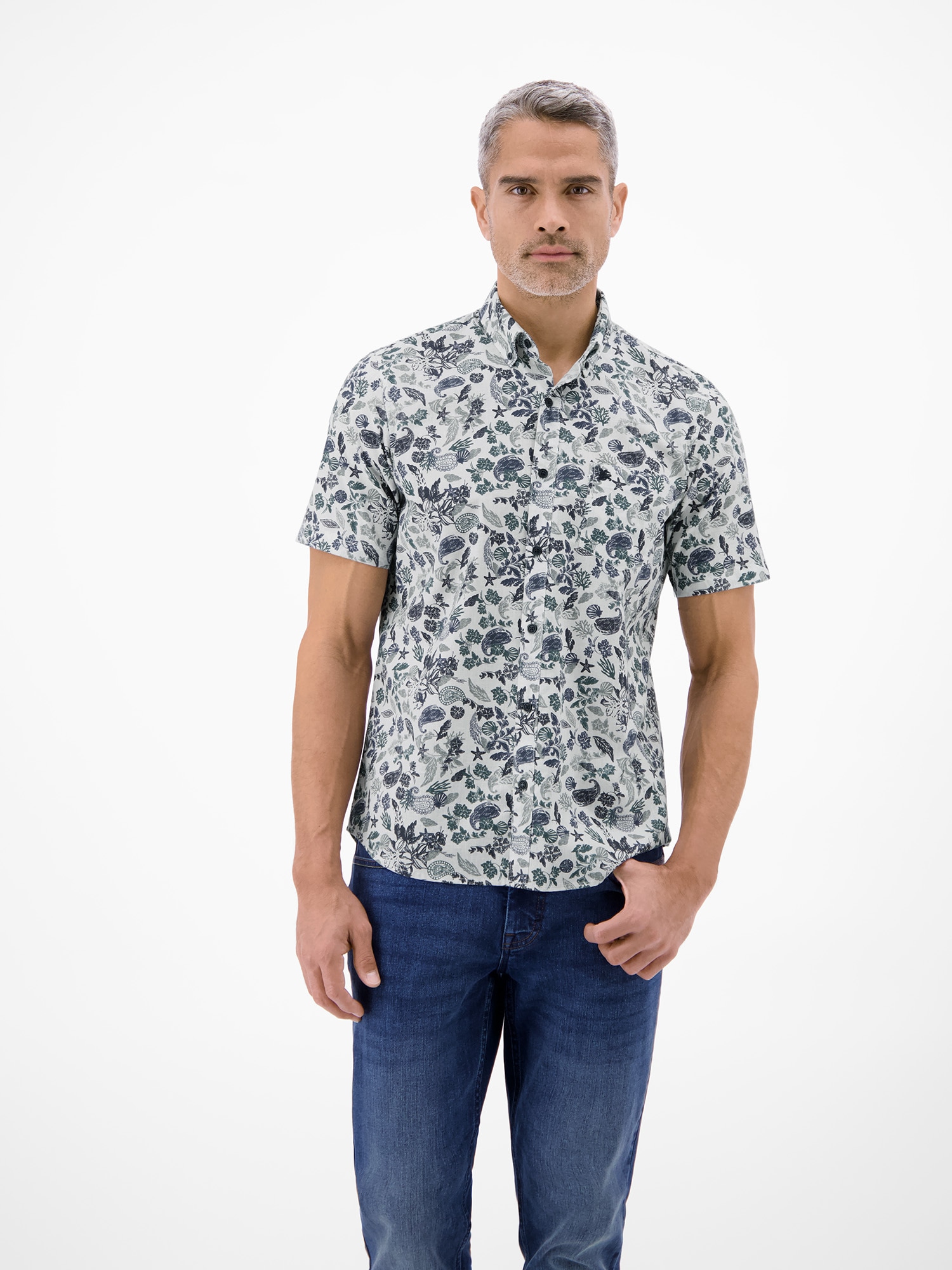 LERROS Kurzarmhemd "Kurzarmhemd mit sportivem Button-down-Kragen" günstig online kaufen