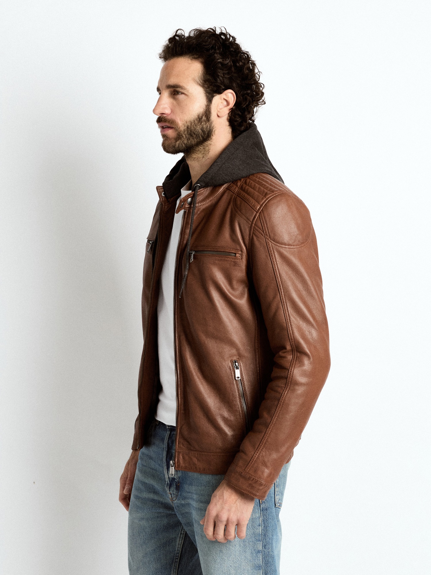 Mustang Foster Herren Lederjacke Braun Gr. M 2