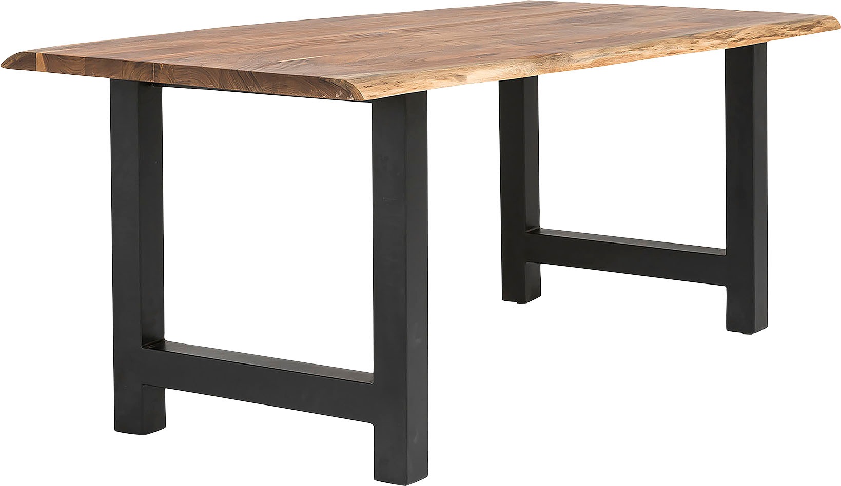 Esstisch SALESFEVER "Minimalistischer Tisch", schwarz (natur, schwarz, schwarz, natur), B:200cm H:76,5cm T:100cm, Akazienholz, Metall, Tische, Esstisch, Geölt und doppelt gewachstes Massivholz 3