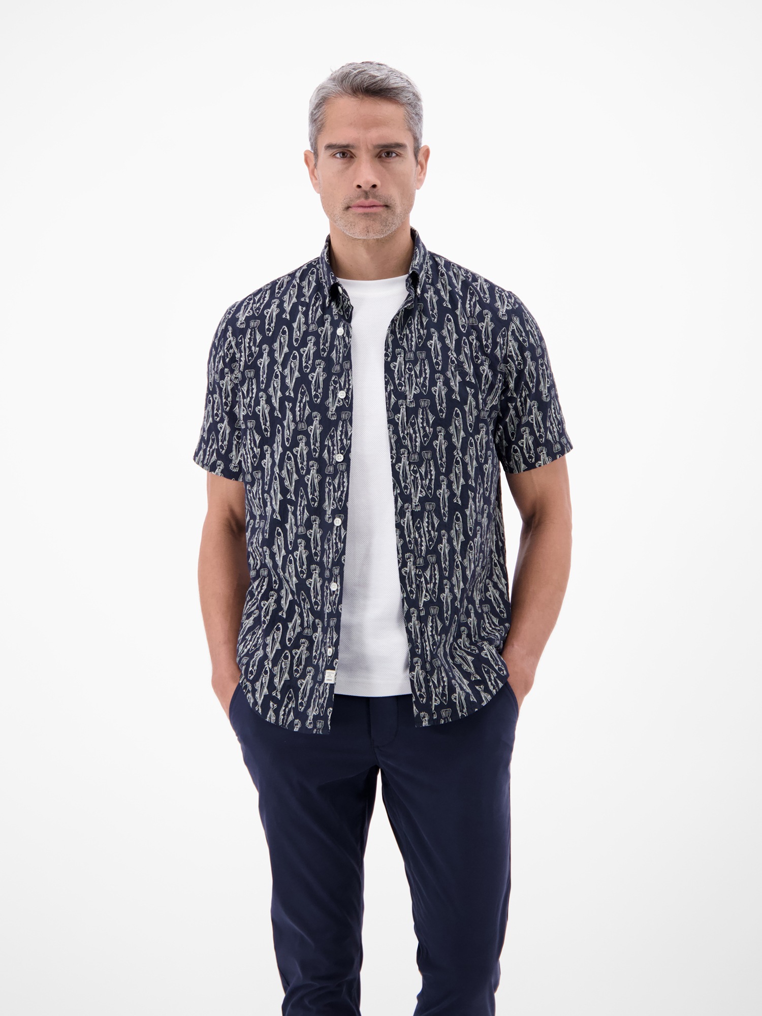 LERROS Kurzarmhemd »Kurzarmhemd mit marinem All-over-Print«