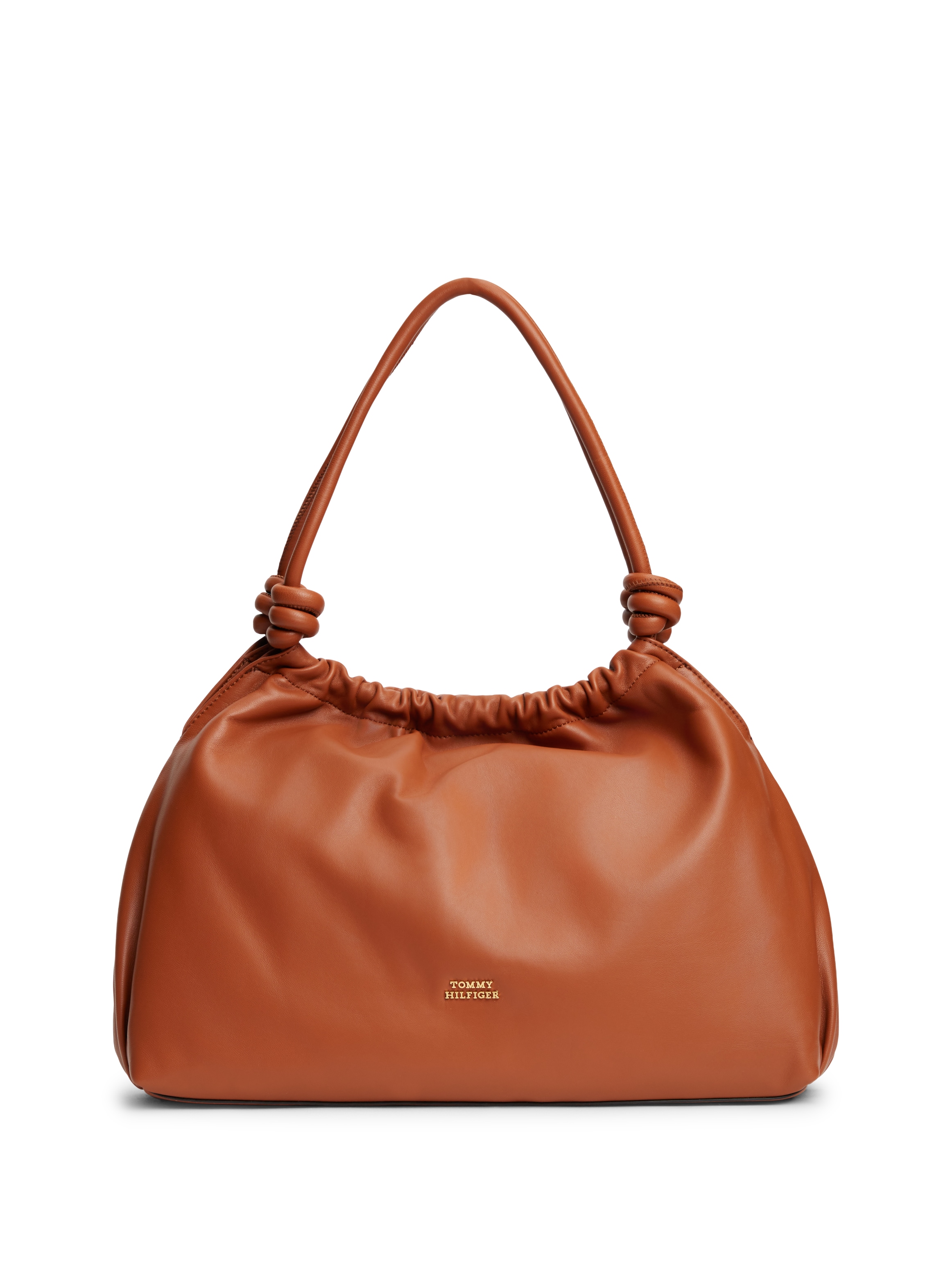 Tommy Hilfiger Hobo "TH SOFT LEATHER HOBO" Damen Handtasche, Schultertasche, Umhängetasche mit goldfarbenem Logo