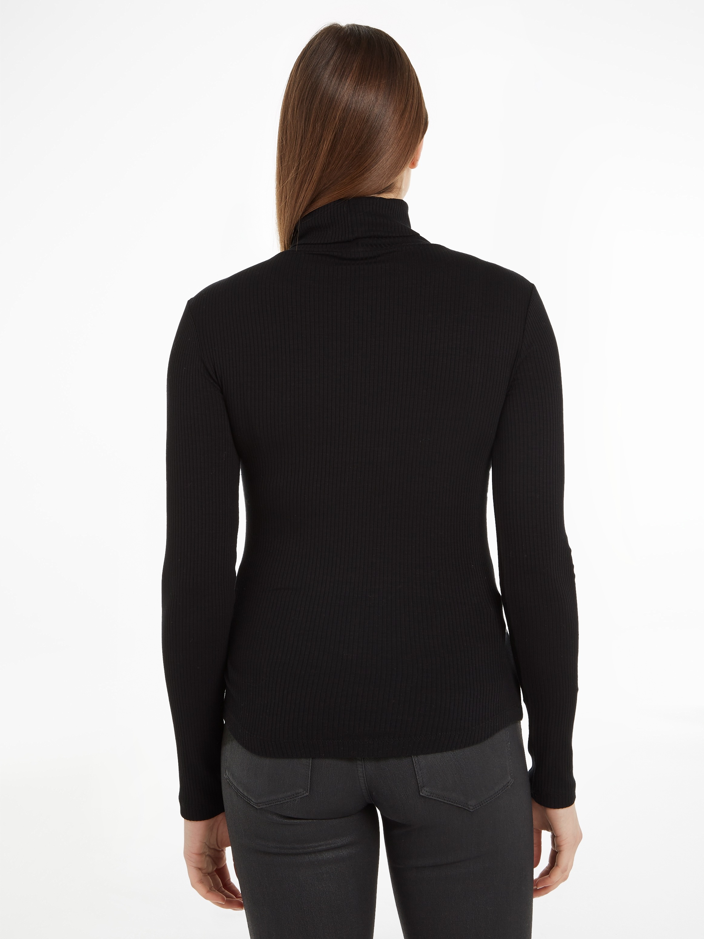 Tommy Hilfiger Langarmshirt »SLIM 5X2 RIB ROLL-NK LS«, in gerippter Struktur