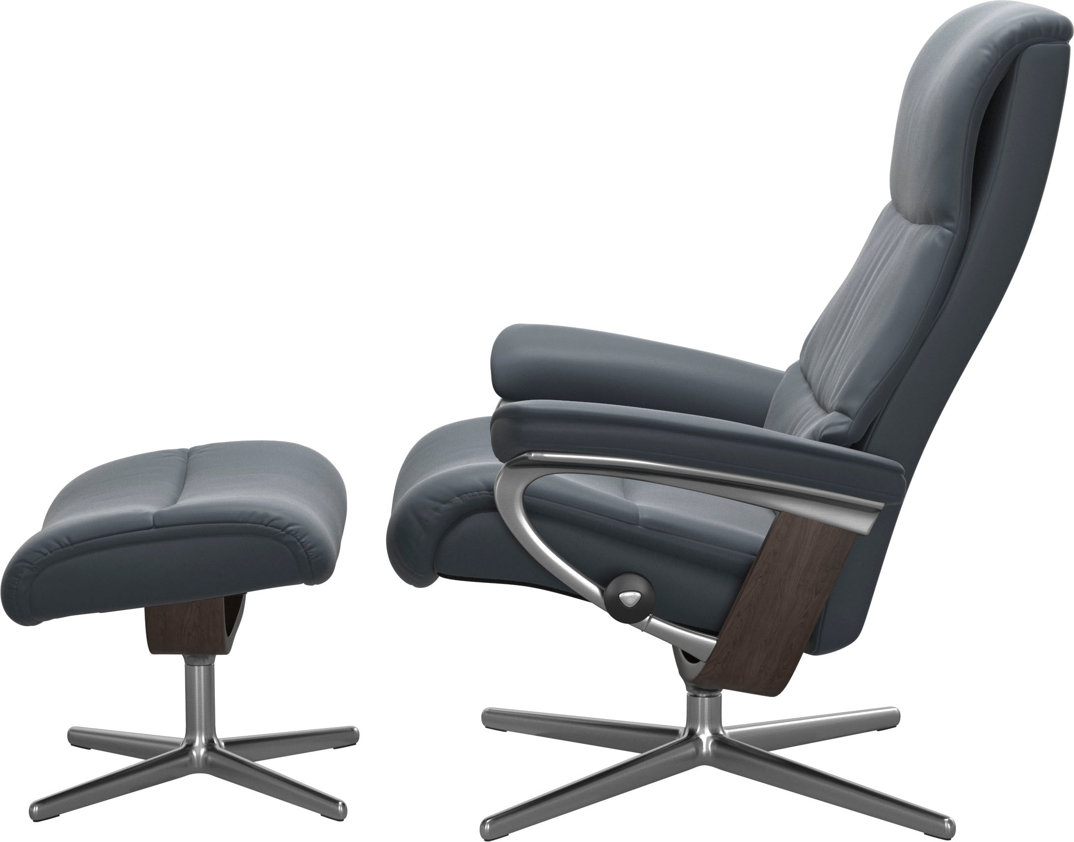 Relaxsessel STRESSLESS "View", blau (atlantic blau batick), B:91cm H:110cm T:85cm, Leder BATICK: BATICK ist ein leicht korrigiertes, durchgefärbtes und genarbtes Möbelleder, bei dem die meisten Unebenheiten und Spuren in der Regel entfernt wurden., Sessel 6